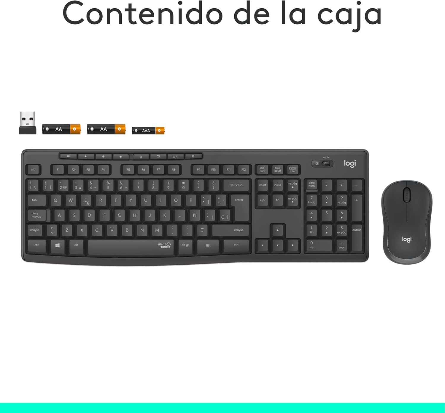Teclado e Rato Sem Fios Logitech Silent Touch MK295/ Grafite - Imagem 10