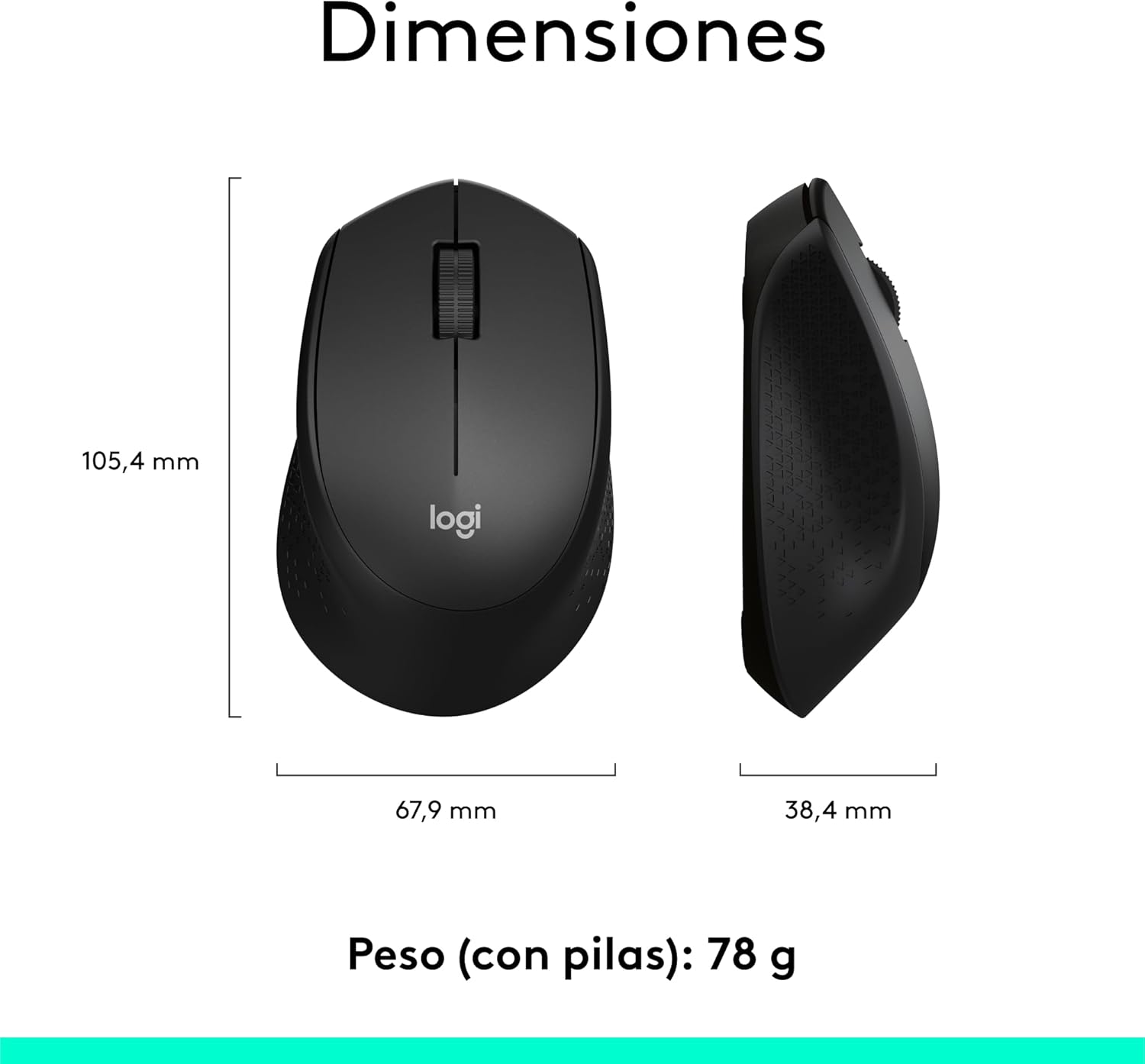 Rato Ergonómico Sem Fios Logitech M280/ Até 1000 DPI - Imagem 8