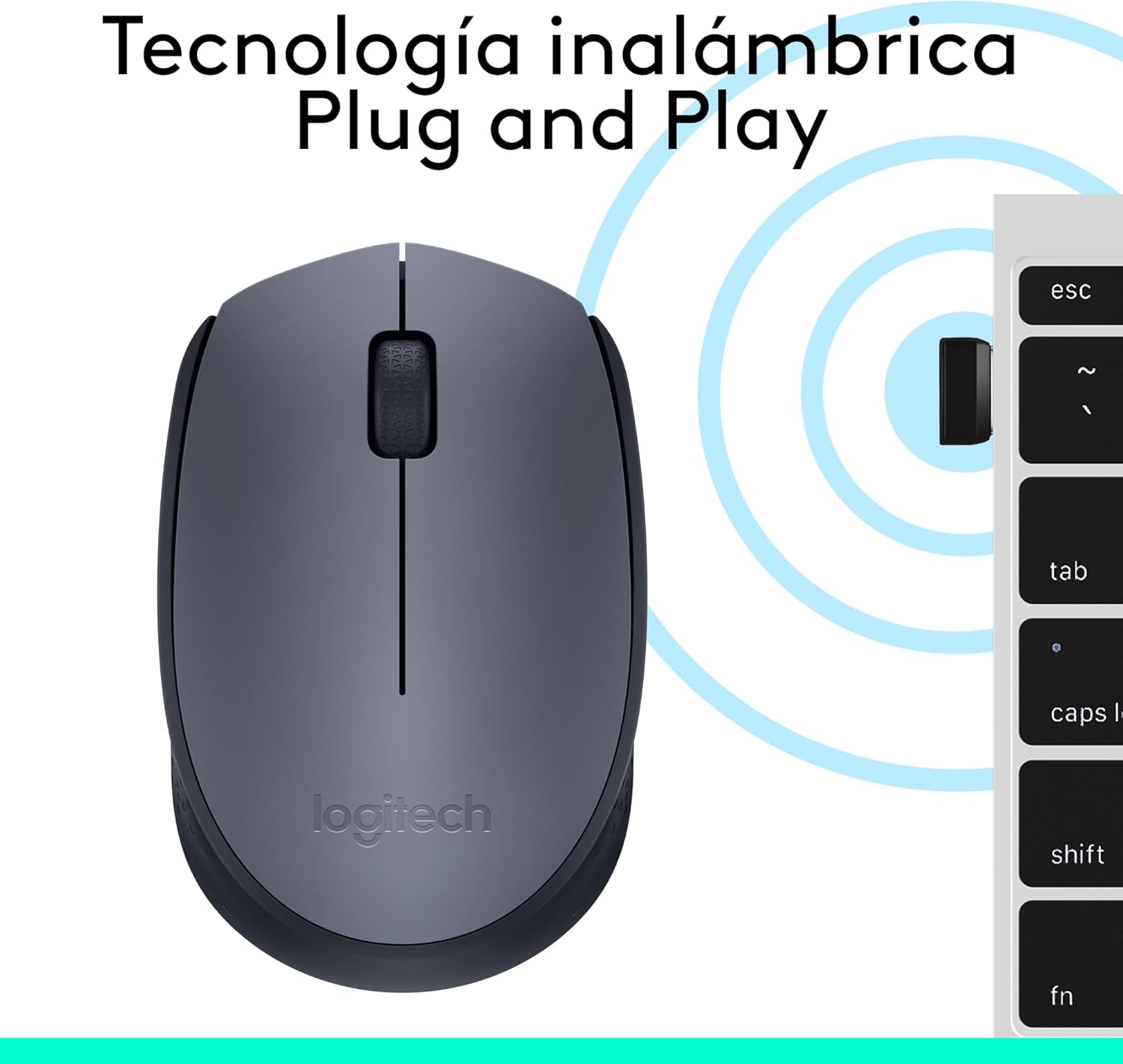 Rato Sem Fios Logitech M170/ Até 1000 DPI/ Cinzento - Imagem 8