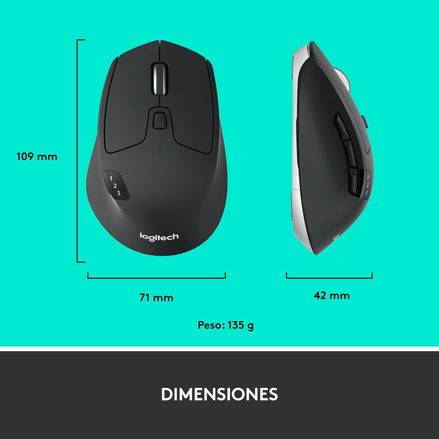 Rato Sem Fios por Bluetooth Logitech M720 Triathlon/ Até 1000 DPI - Imagem 10