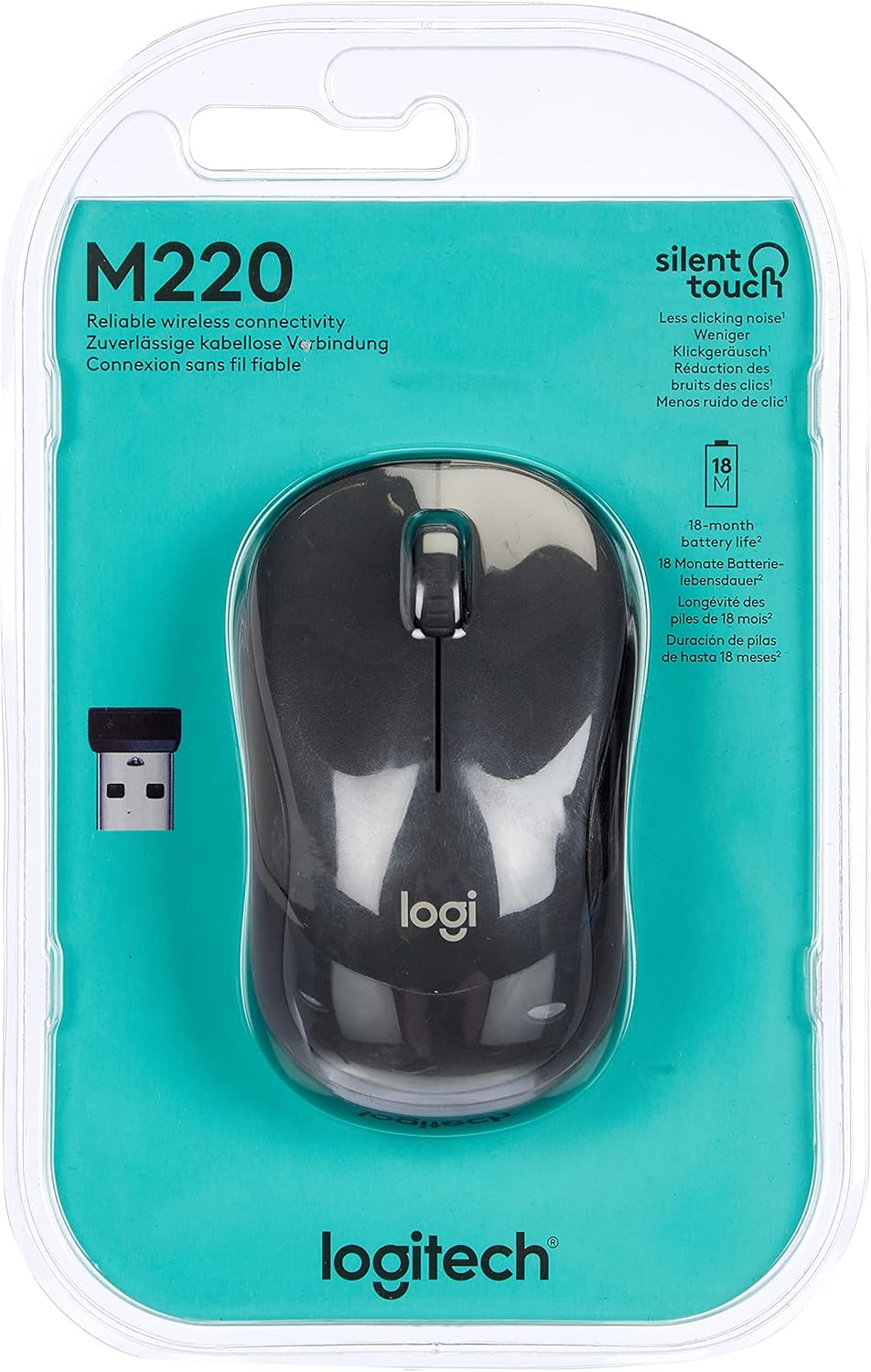 Rato Sem Fios Logitech Silent M220/ Até 1000 DPI/ Cinzento Marengo - Imagem 2