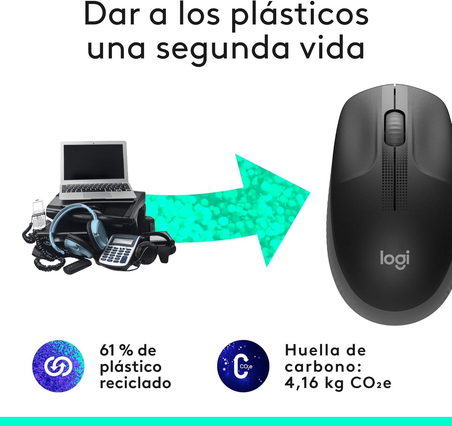 Rato Sem Fios Logitech M190/ Até 1000 DPI/ Cinzento Escuro - Imagem 5