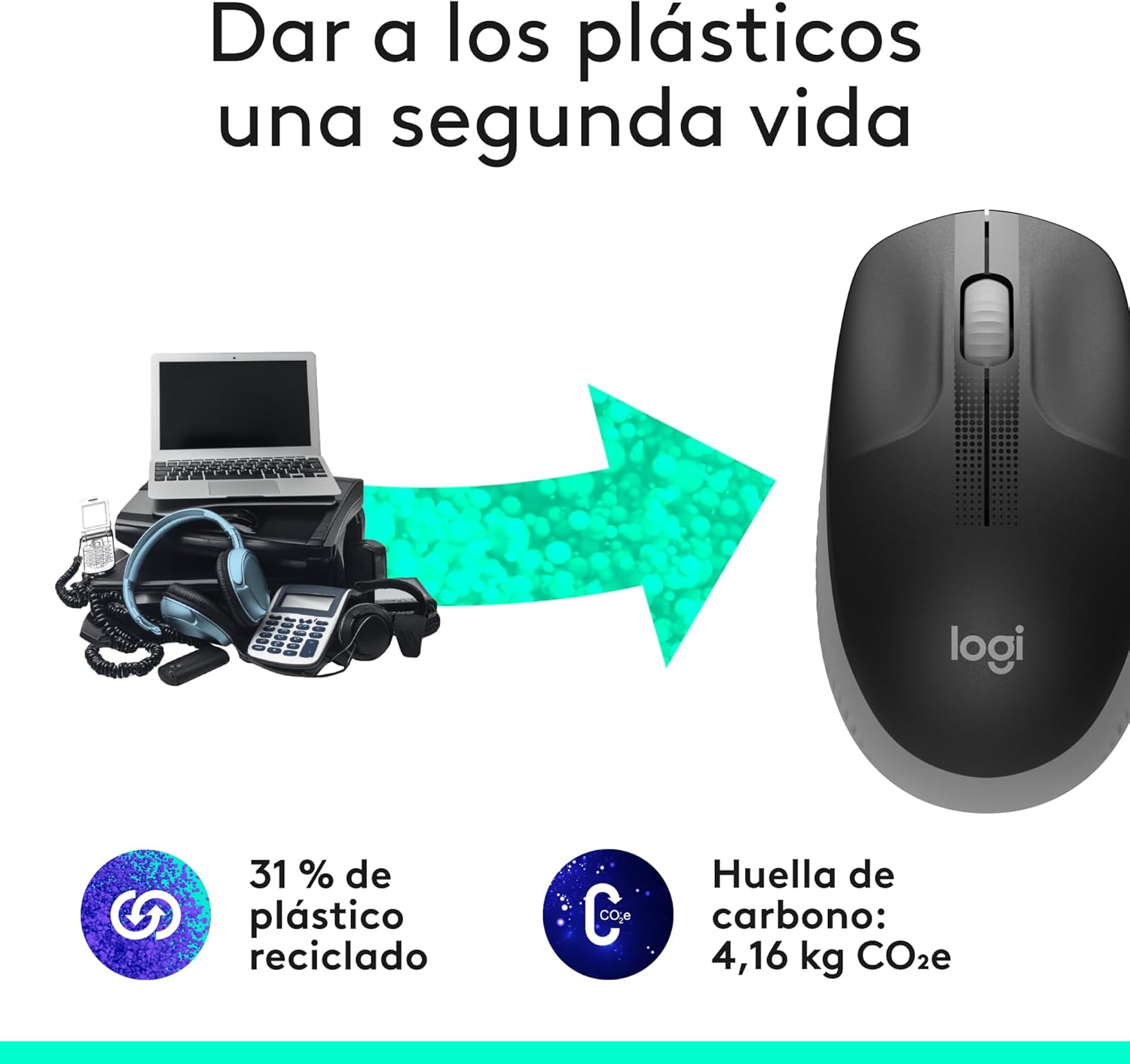 Rato Sem Fios Logitech M190/ Até 1000 DPI/ Cinzento Médio - Imagem 5