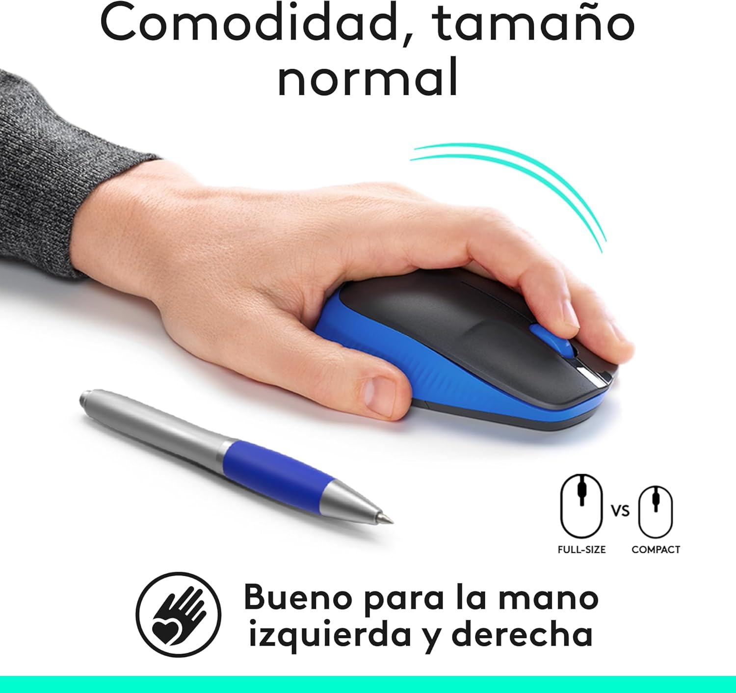Rato Sem Fios Logitech M190/ Até 1000 DPI/ Azul - Imagem 2