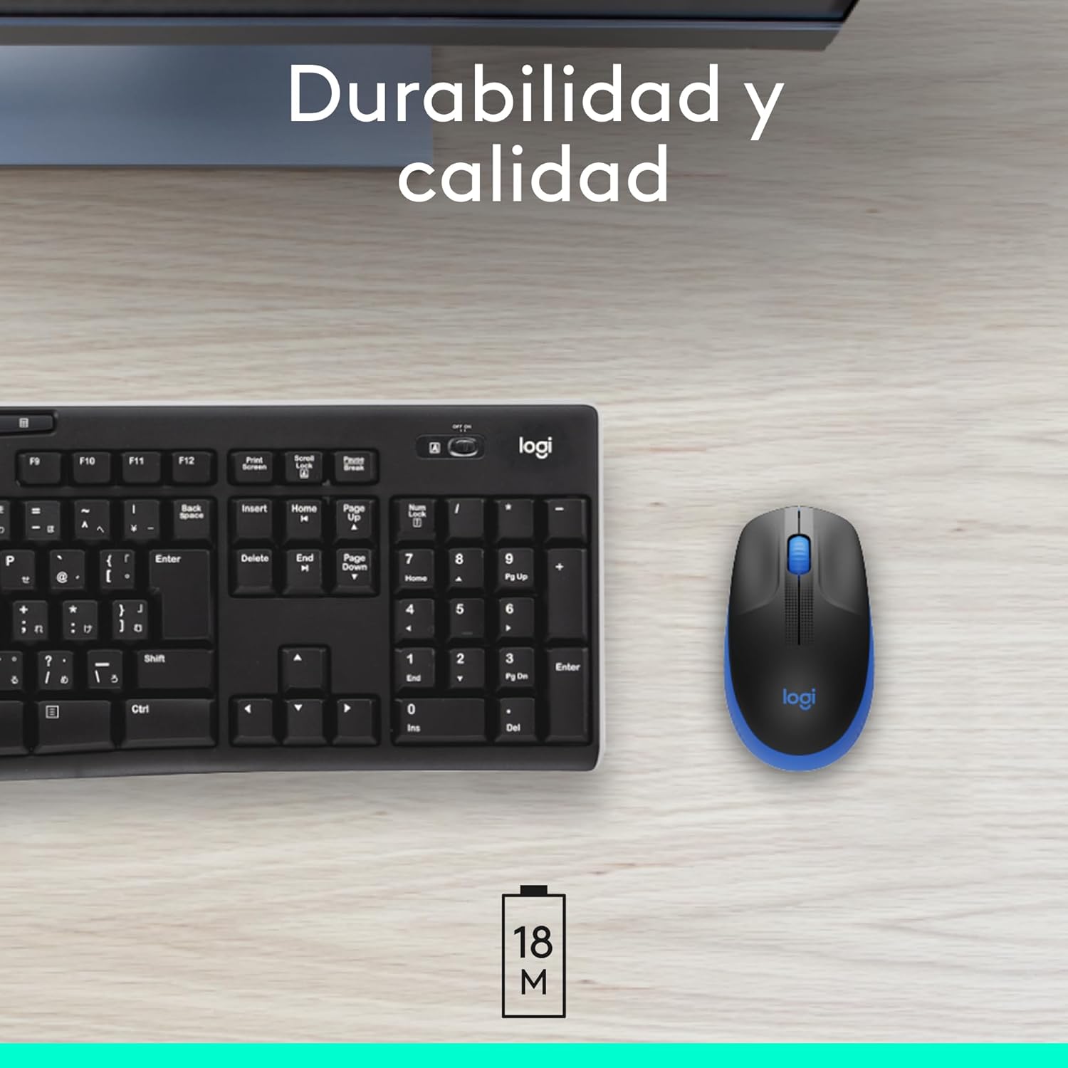 Rato Sem Fios Logitech M190/ Até 1000 DPI/ Azul - Imagem 5