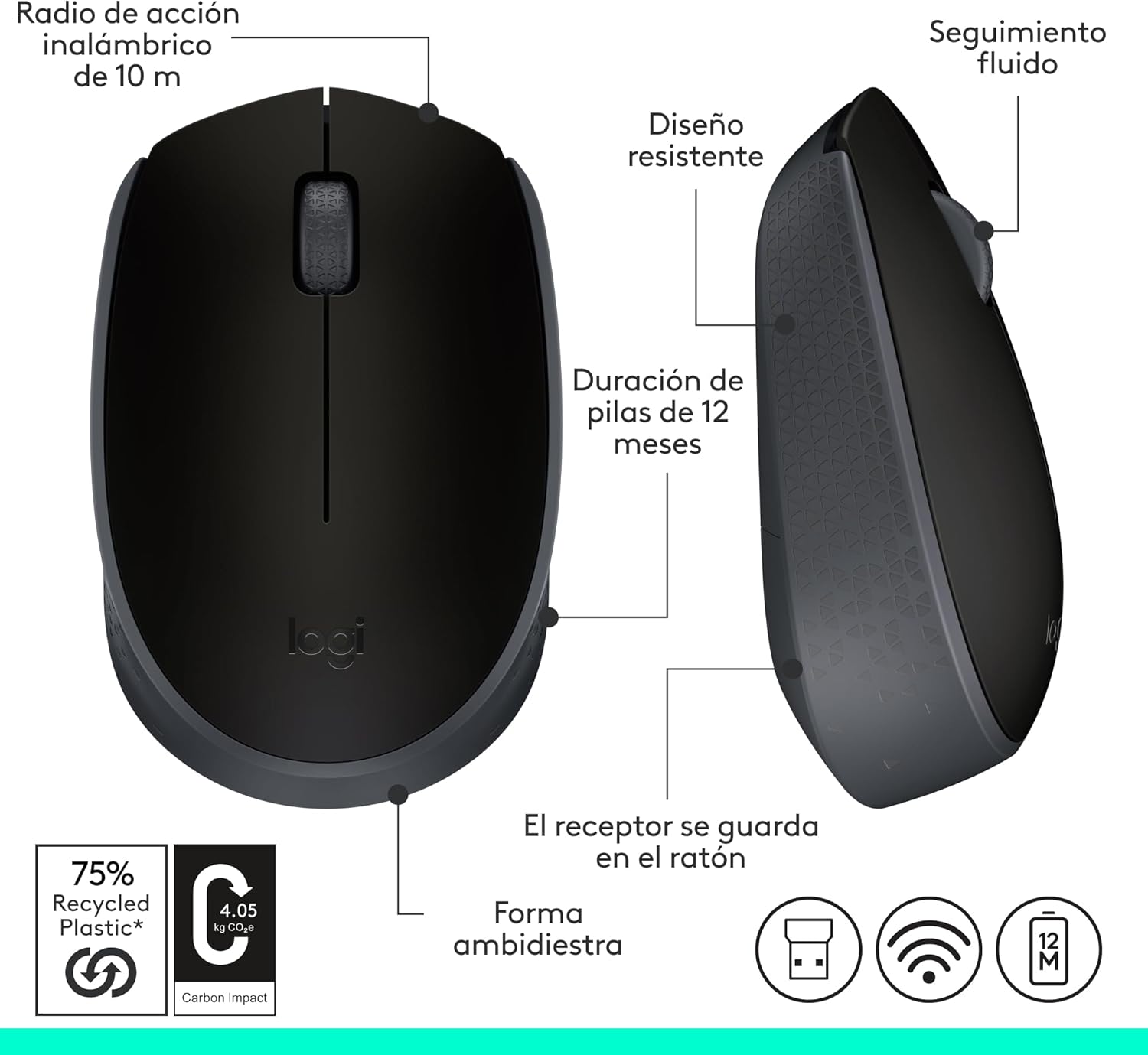 Rato Sem Fios Logitech B170/ Até 1000 DPI - Imagem 9