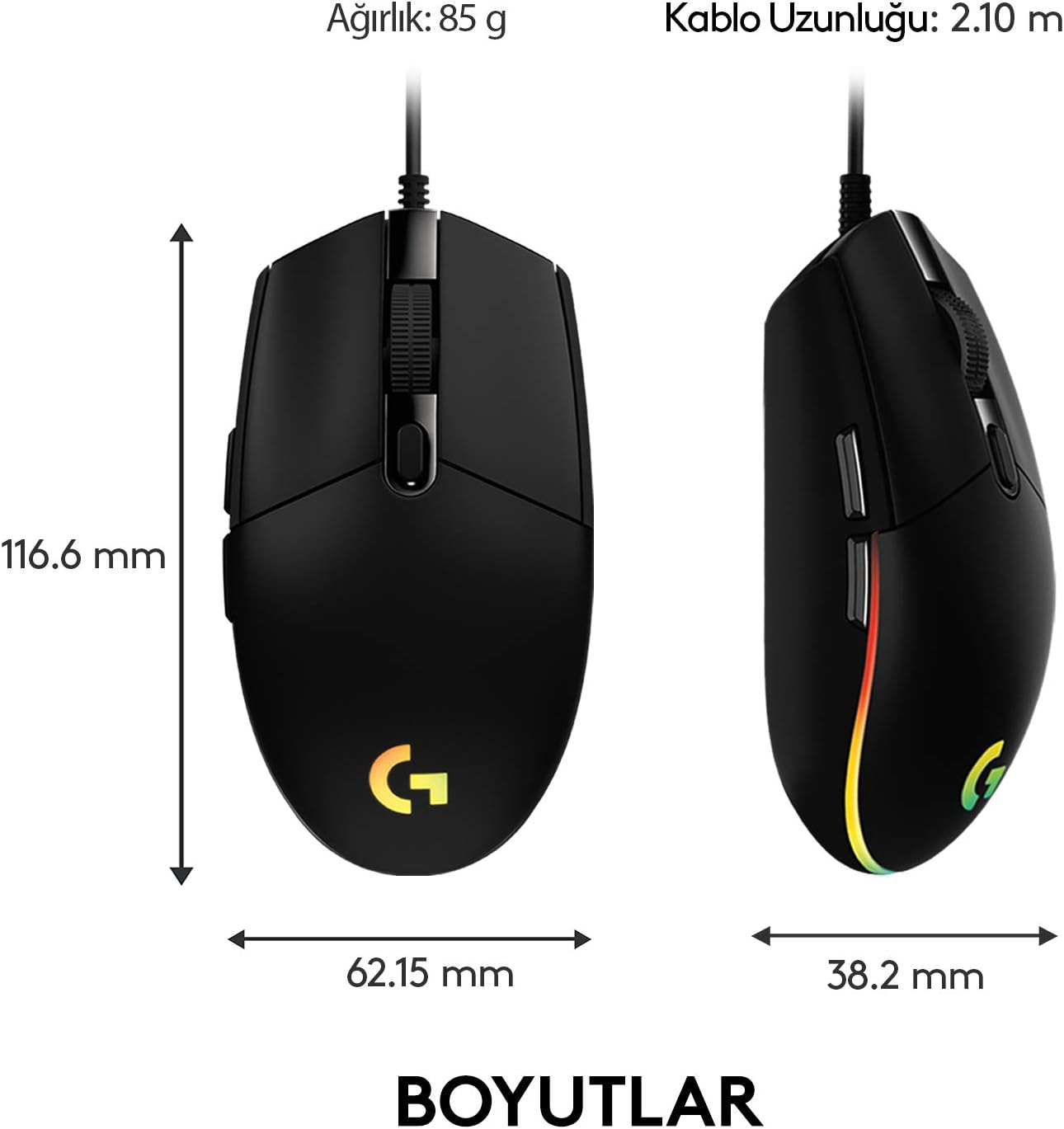 Rato Gaming Logitech G102 Lightsync/ Até 8000 DPI/ Preto - Imagem 3