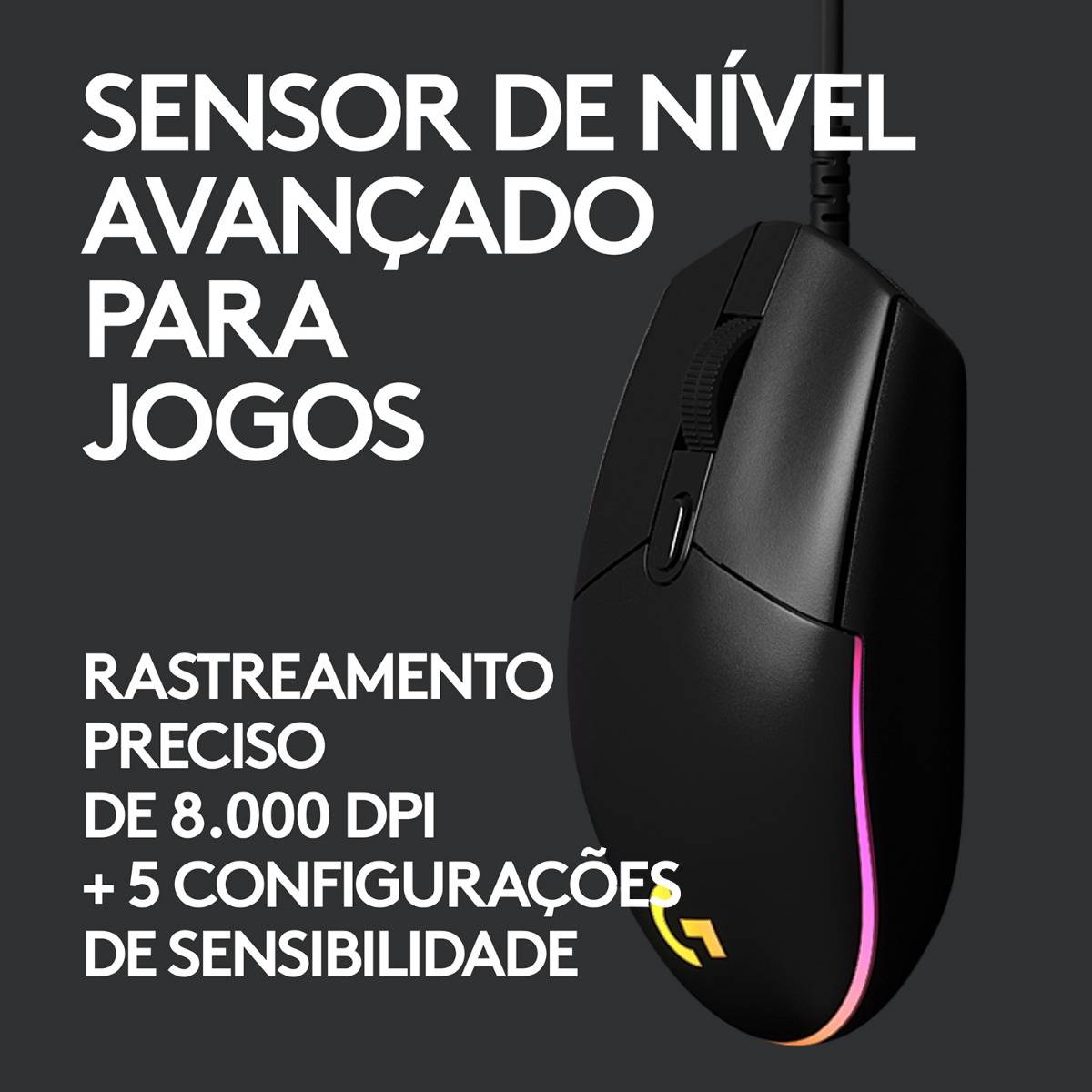 Rato Gaming Logitech G203 Lightsync/ Até 8000 DPI/ Preto - Imagem 4