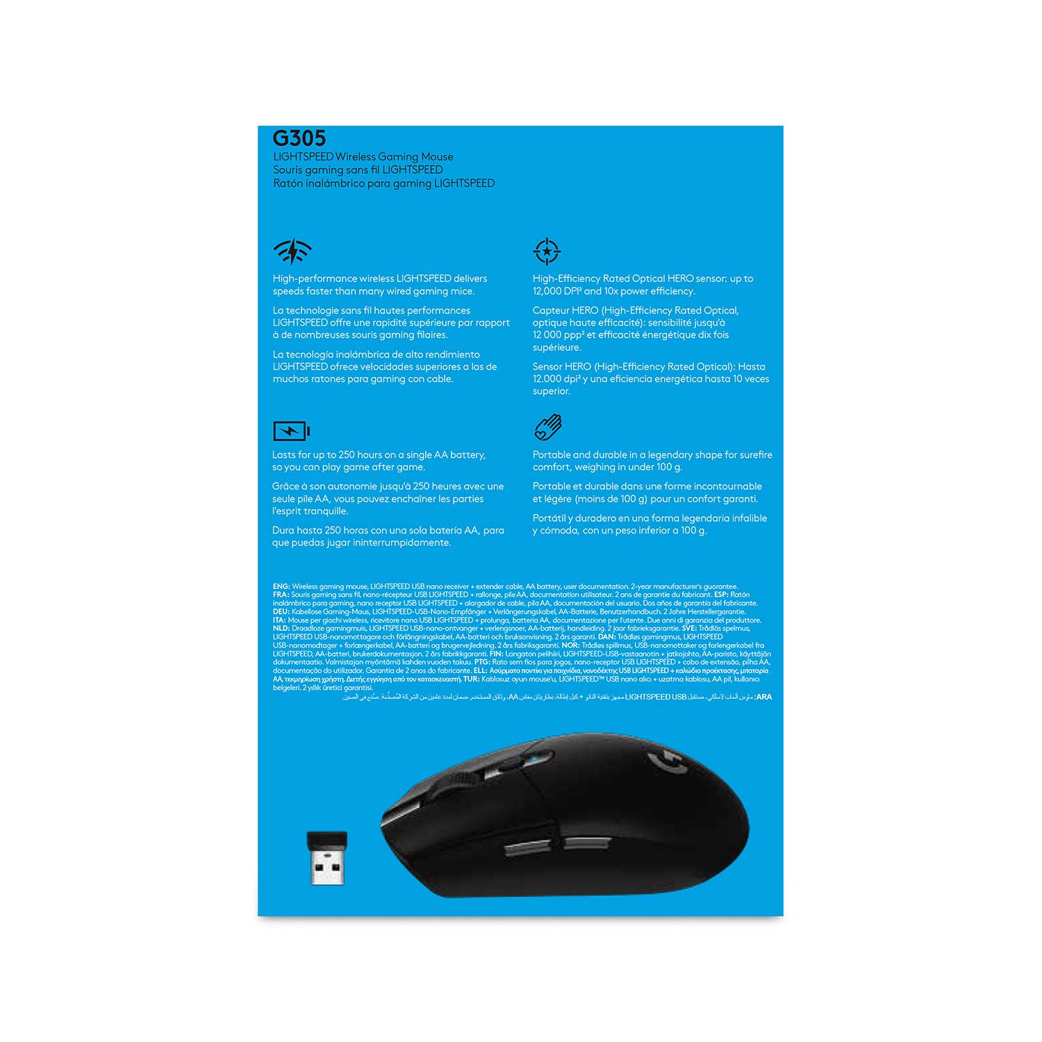 Rato Gaming Sem Fios Logitech G305 Lightspeed/ Bateria recarregável/ Até 12000 DPI/ Preto - Imagem 19