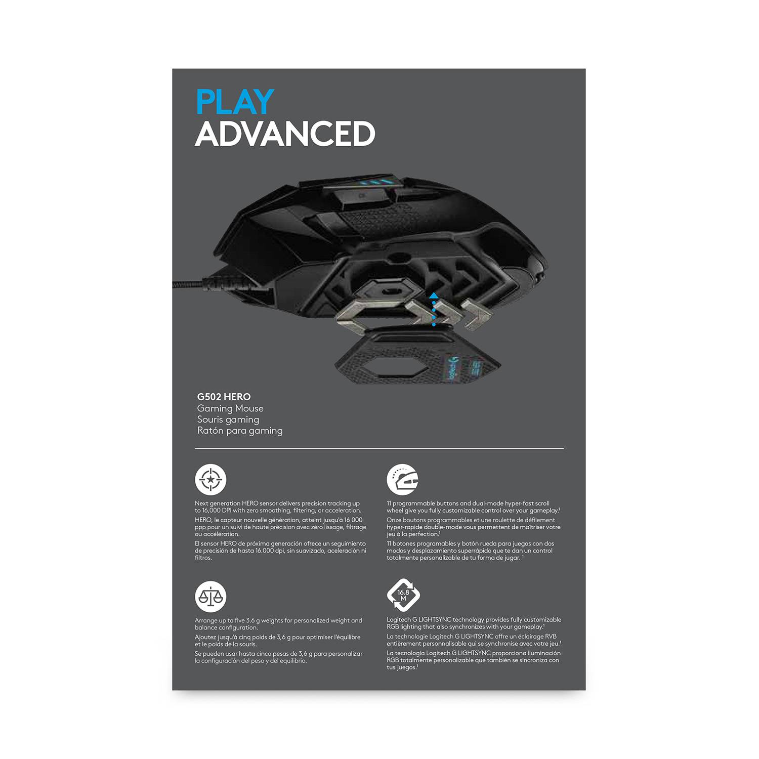 Rato Gaming Logitech G502 Hero/ Até 25600 DPI/ Preto - Imagem 16