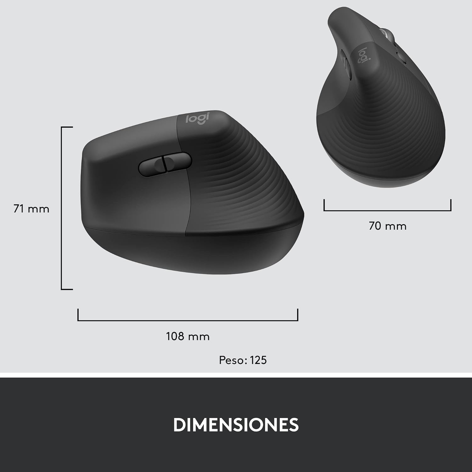 Rato Vertical Sem Fios por Bluetooth/ 2.4GHz Logitech Lift Vertical Ergonomic Mouse Business/ Até 4000 DPI/ Grafite - Imagem 10