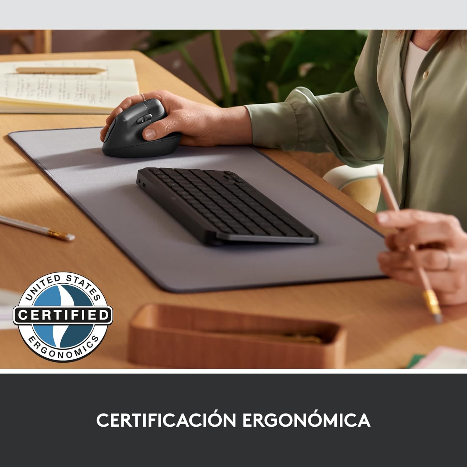 Rato Vertical Sem Fios por Bluetooth/ 2.4GHz Logitech Lift Vertical Ergonomic Mouse Business/ Até 4000 DPI/ Grafite - Imagem 6