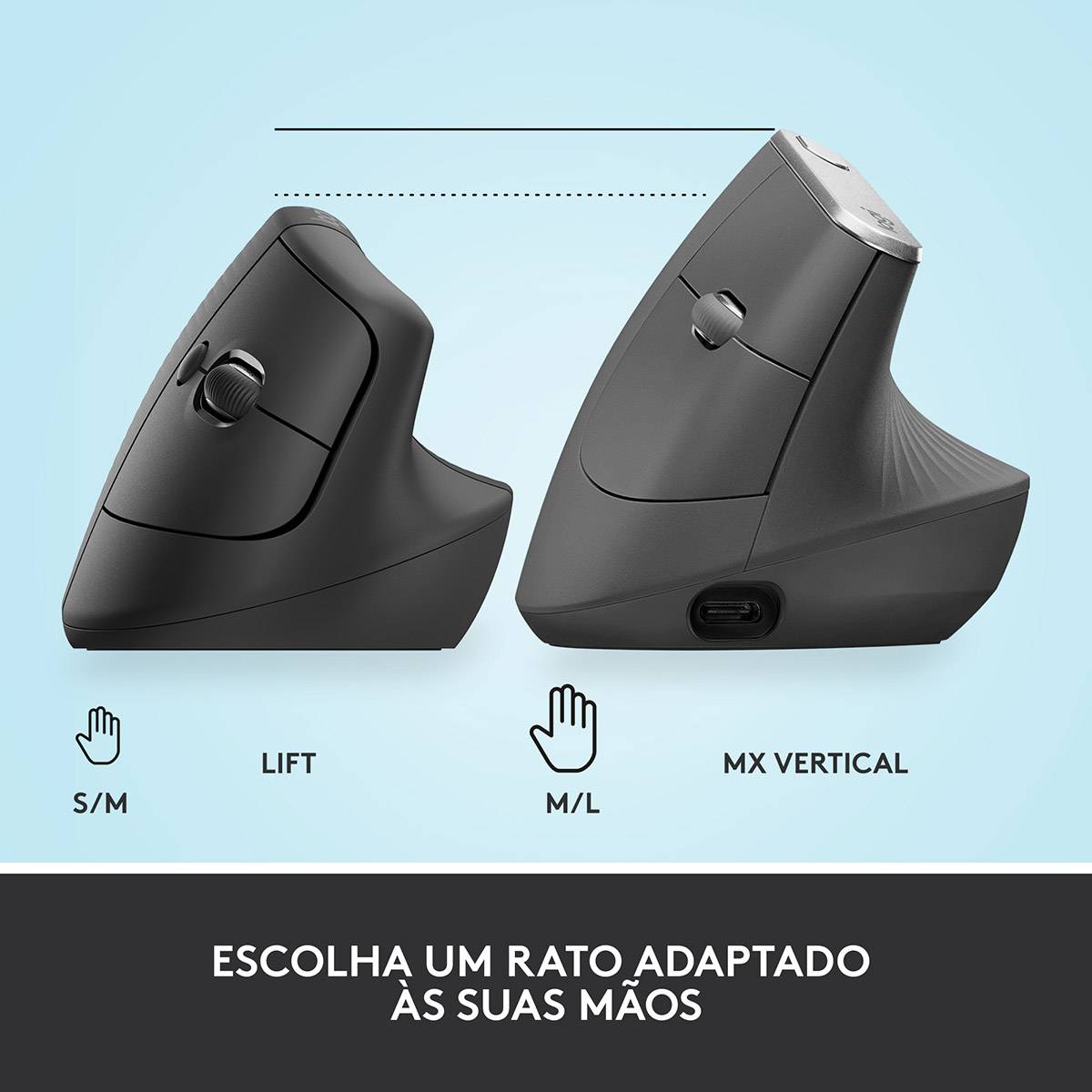 Rato Vertical Sem Fios por Bluetooth/ 2.4GHz Logitech Lift Vertical Ergonomic Mouse/ Até 4000 DPI/ Grafite - Imagem 12