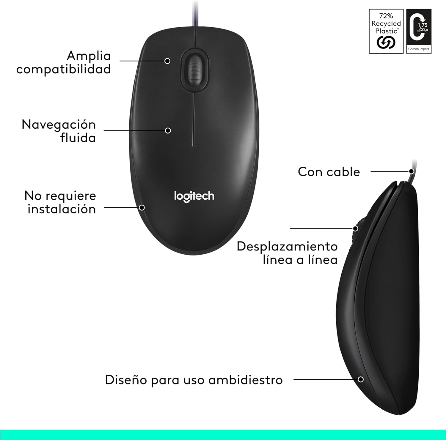 Rato Logitech M100/ Até 1000 DPI/ Preto - Imagem 7