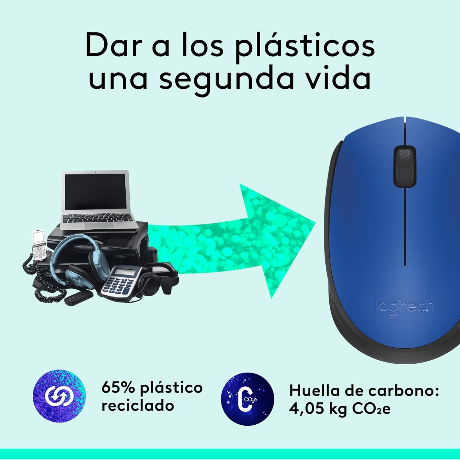 Rato Sem Fios Logitech M171/ Até 1000 DPI/ Azul - Imagem 4
