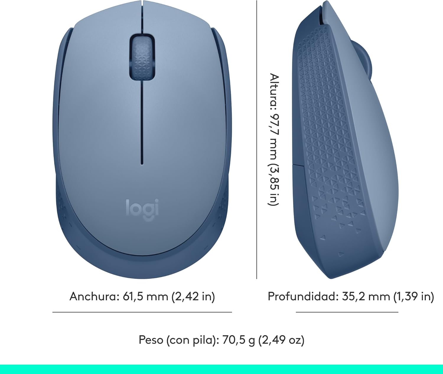 Rato Sem Fios Logitech M171/ Até 1000 DPI/ Cinzento Azulado - Imagem 9