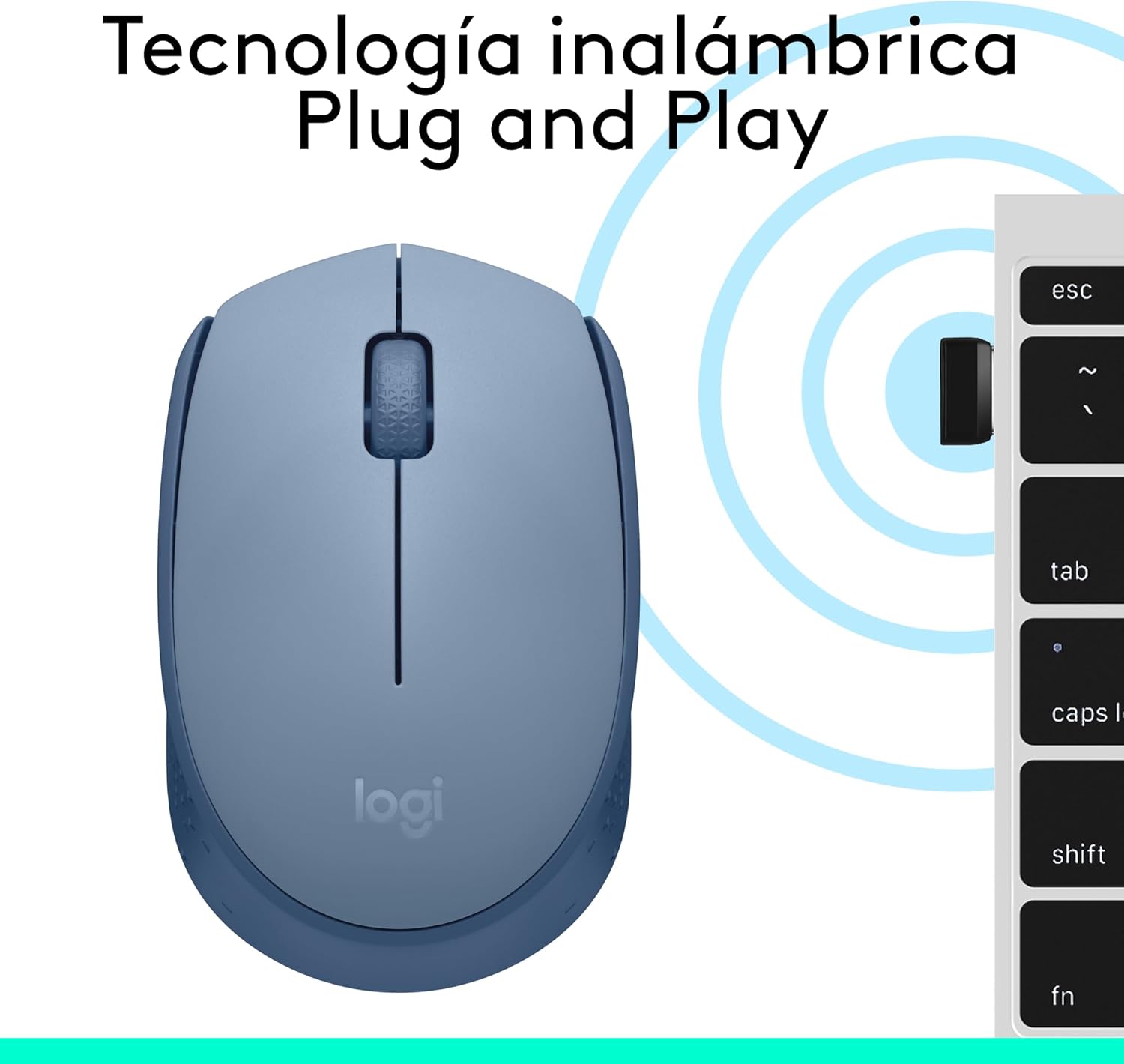 Rato Sem Fios Logitech M171/ Até 1000 DPI/ Cinzento Azulado - Imagem 7
