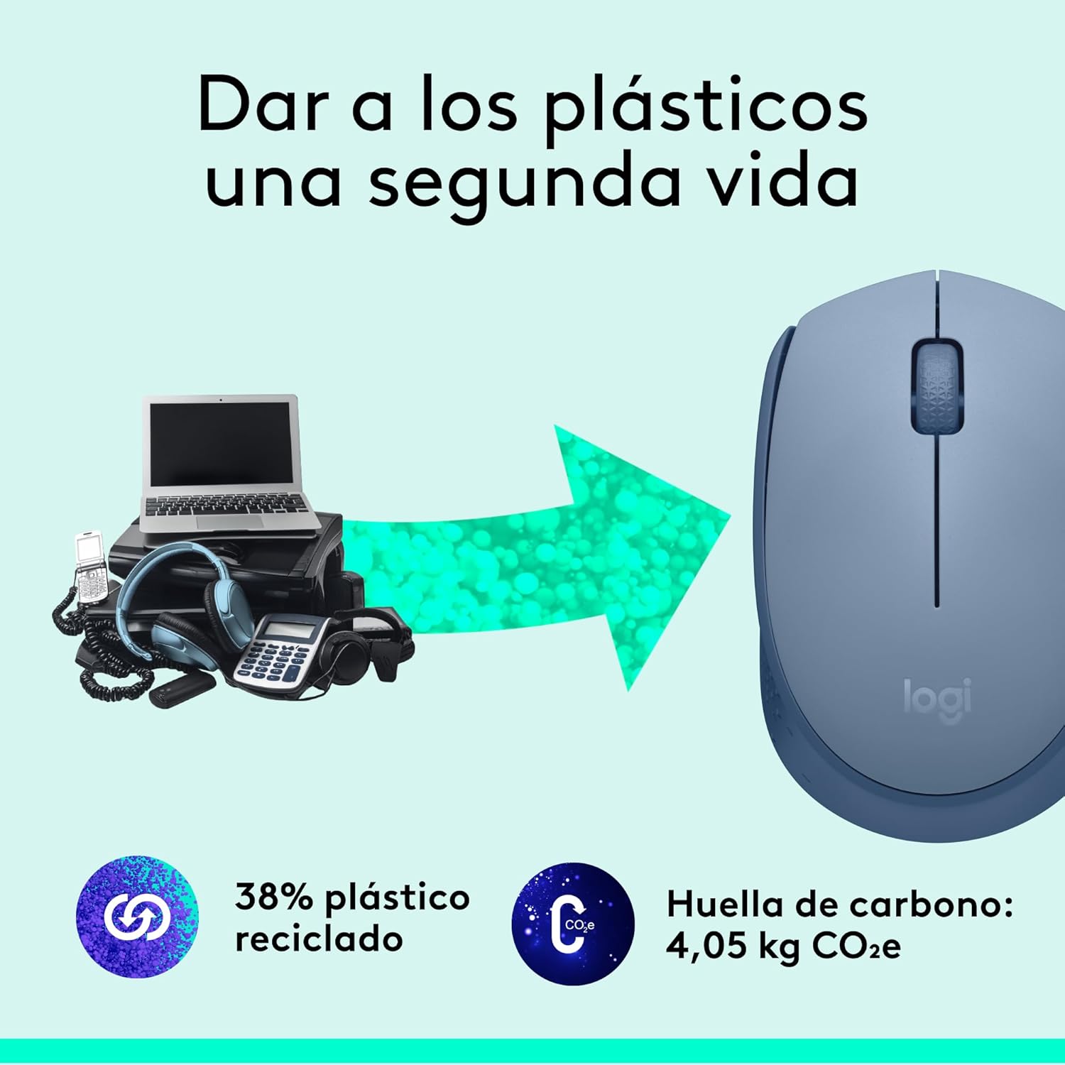 Rato Sem Fios Logitech M171/ Até 1000 DPI/ Cinzento Azulado - Imagem 4