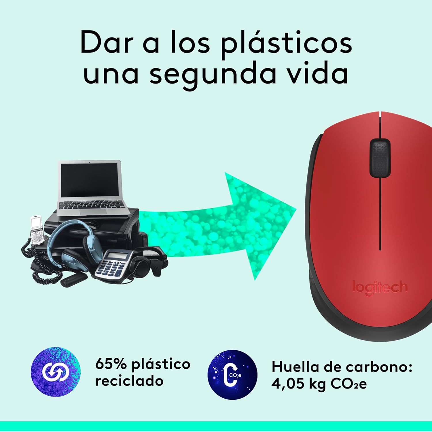 Rato Sem Fios Logitech M171/ Até 1000 DPI/ Vermelho - Imagem 4