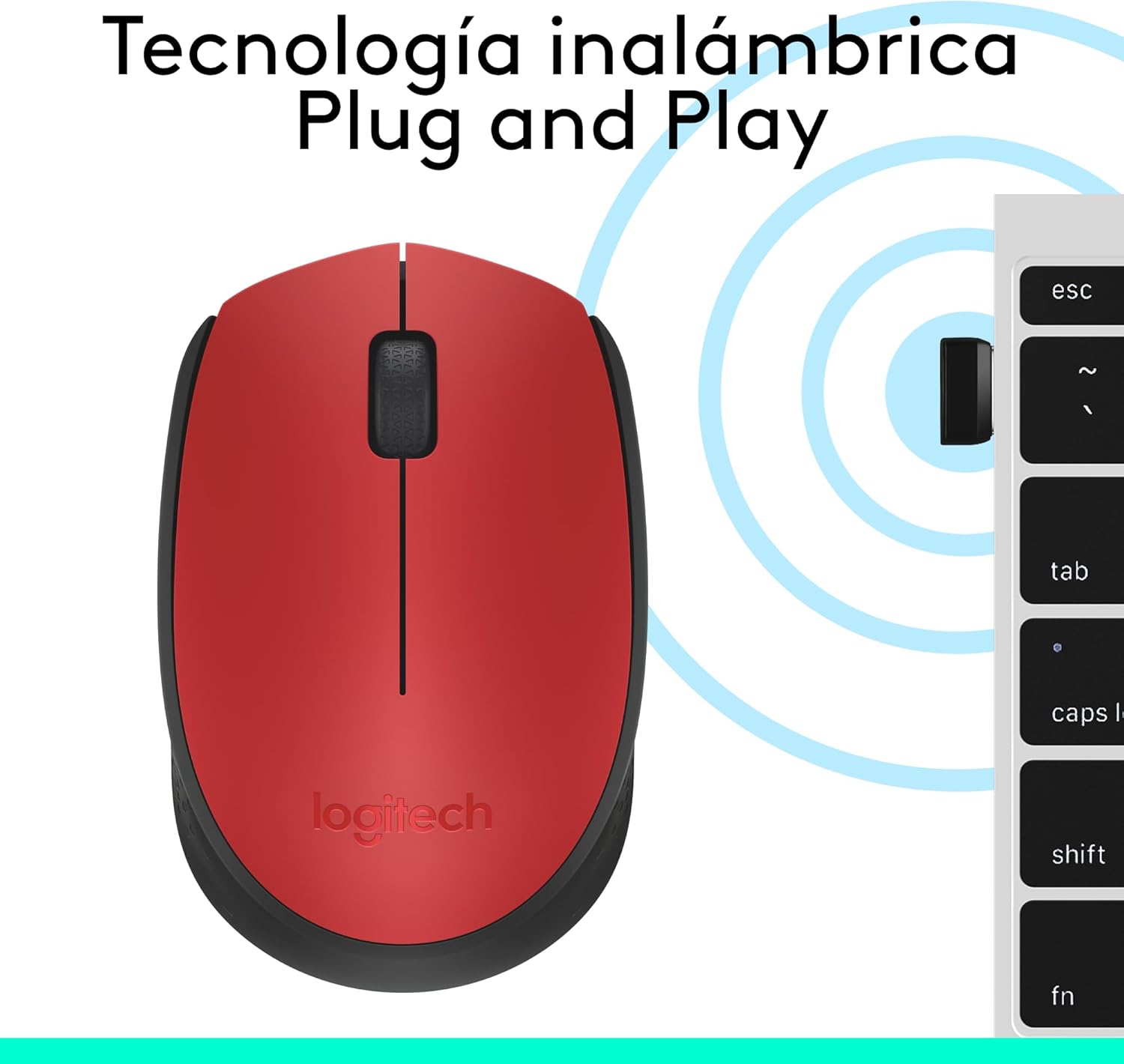 Rato Sem Fios Logitech M171/ Até 1000 DPI/ Vermelho - Imagem 7