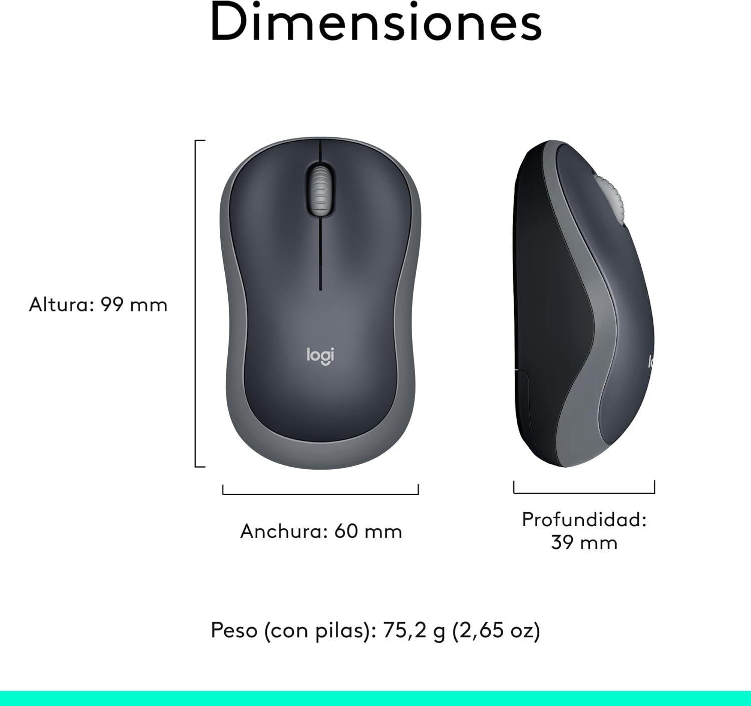Rato Sem Fios Logitech M185/ Até 1000 DPI/ Cinzento - Imagem 9