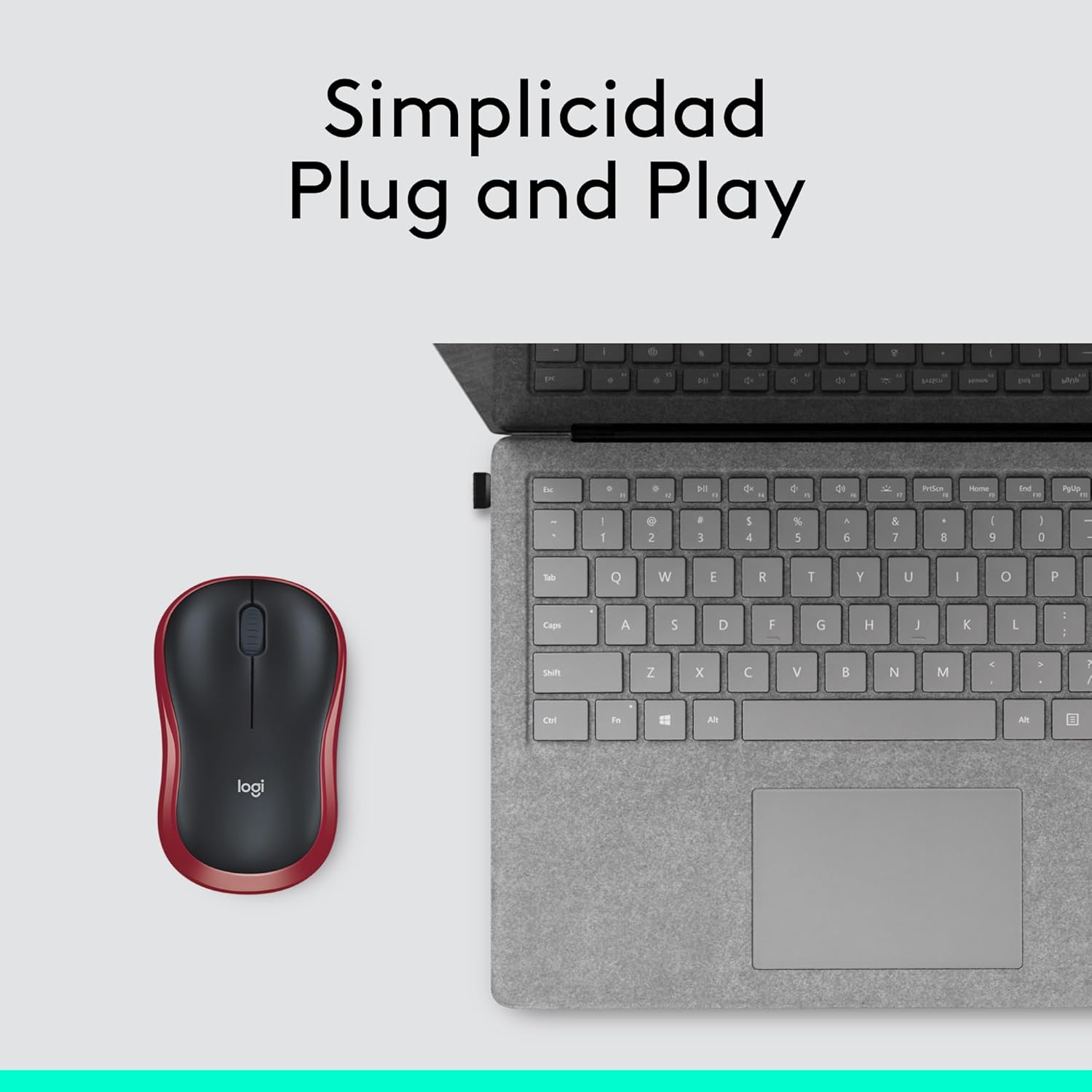 Rato Sem Fios Logitech M185/ Até 1000 DPI/ Vermelho - Imagem 4