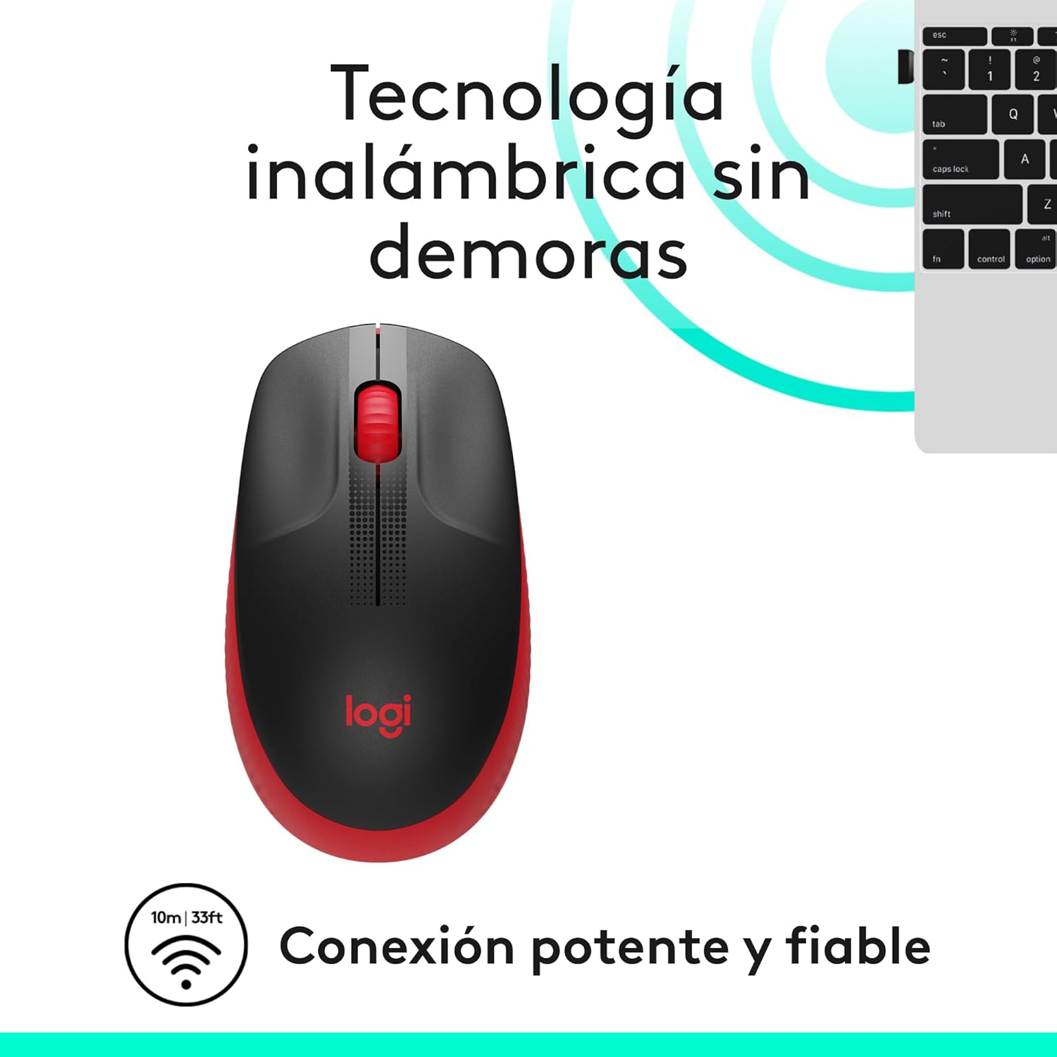 Rato Sem Fios Logitech M190/ Até 1000 DPI/ Vermelho - Imagem 3