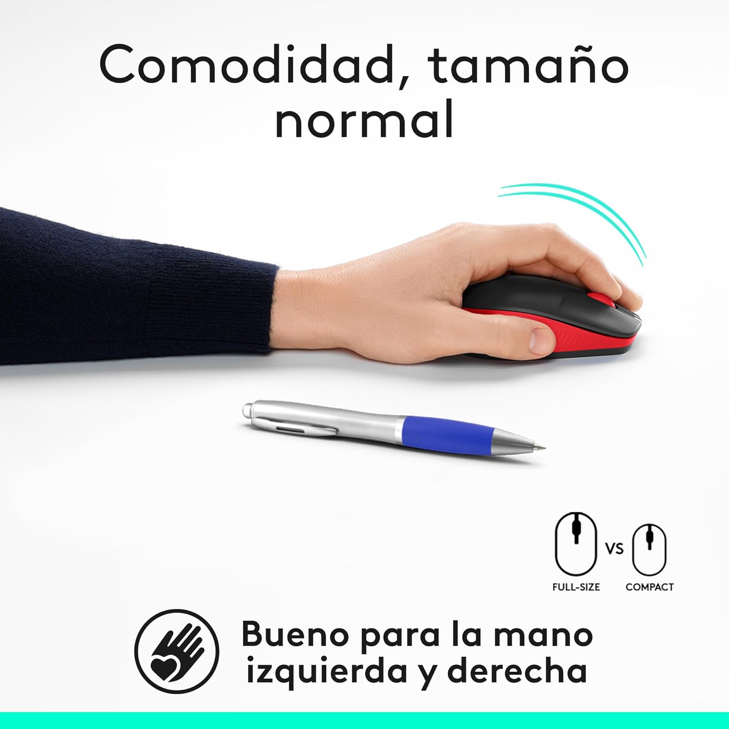 Rato Sem Fios Logitech M190/ Até 1000 DPI/ Vermelho - Imagem 2