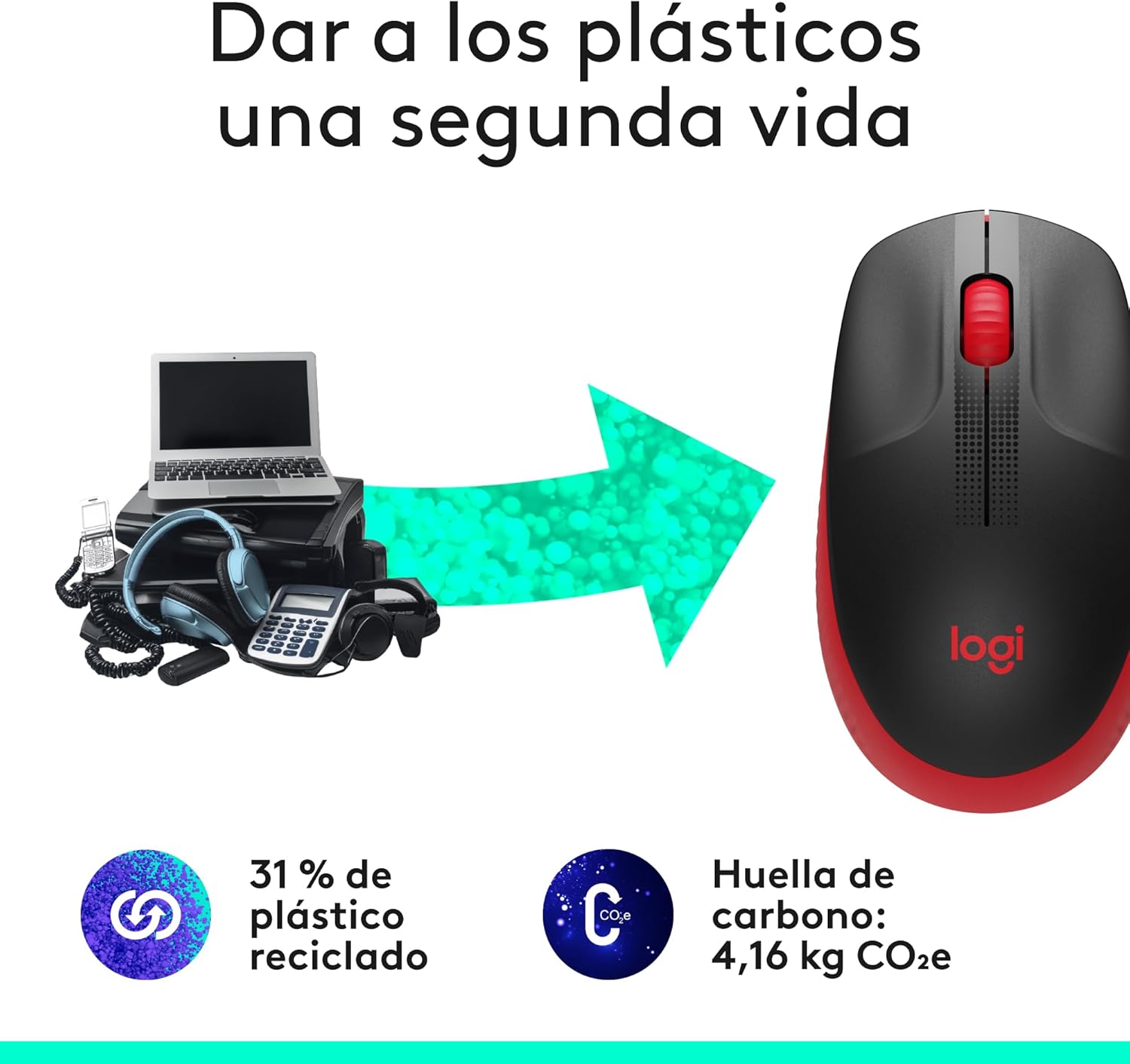 Rato Sem Fios Logitech M190/ Até 1000 DPI/ Vermelho - Imagem 4