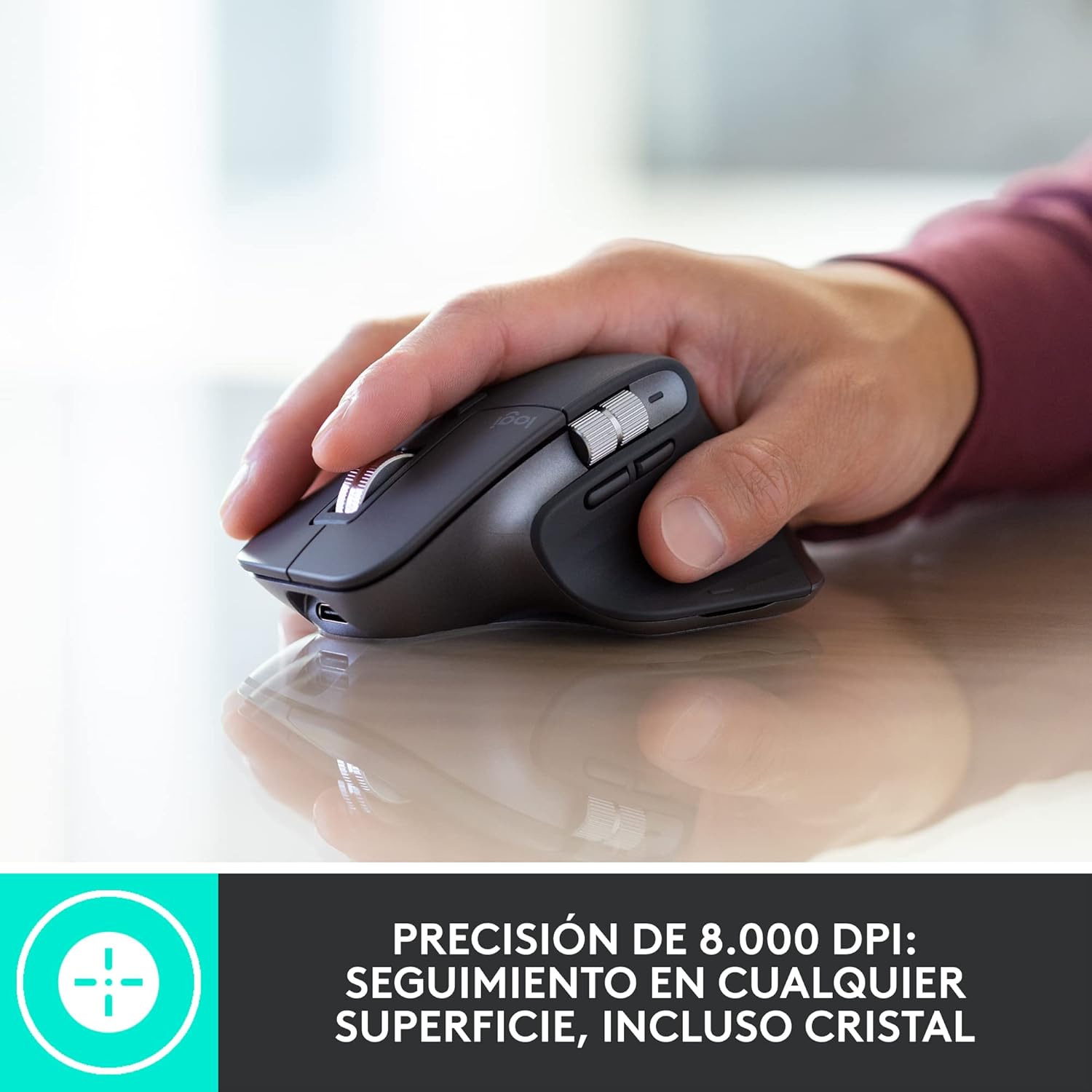 Rato Ergonómico Sem Fios por Bluetooth Logitech MX Master 3S For Business/ Bateria recarregável/ Até 8000 DPI/ Grafite - Imagem 3