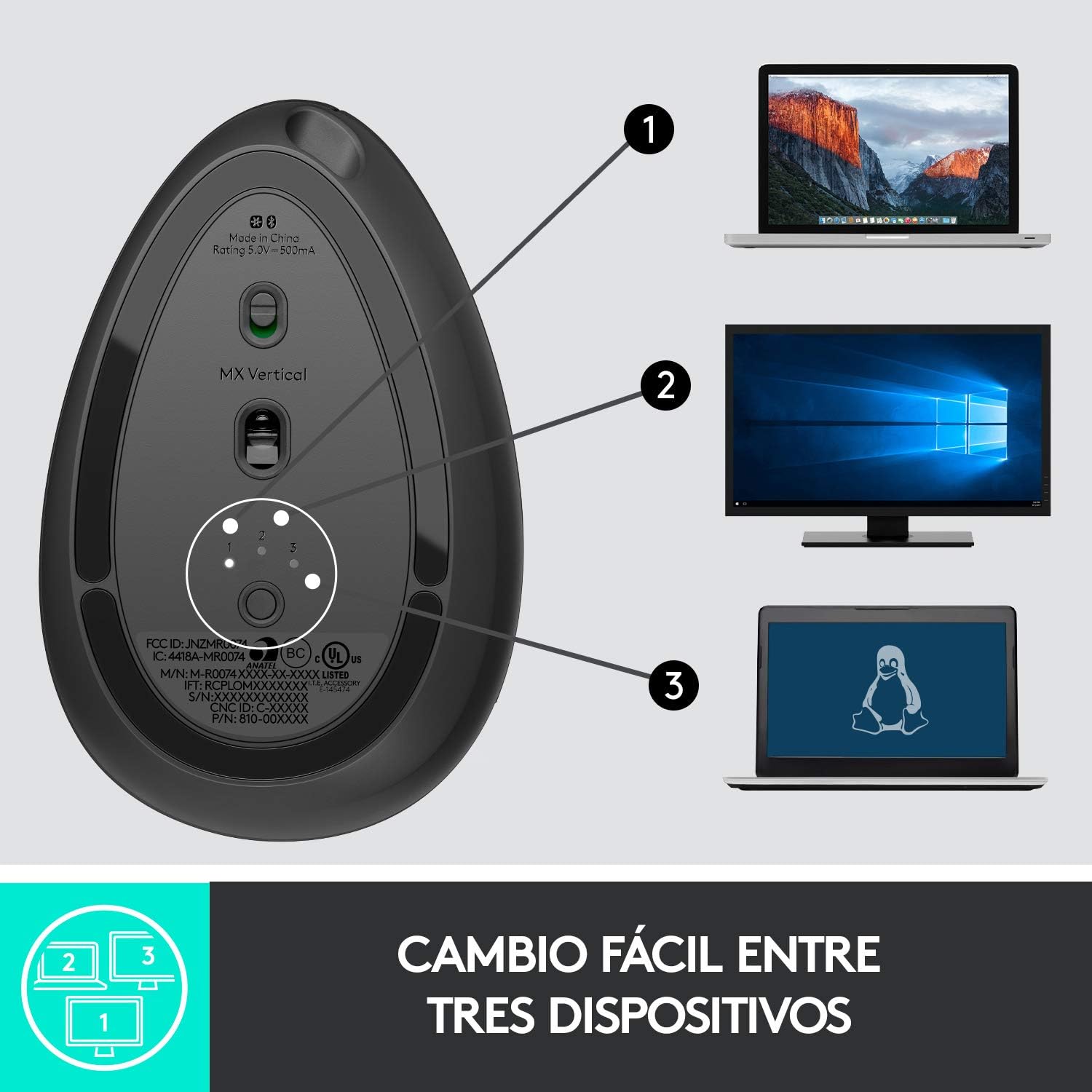 Rato Vertical Sem Fios por Bluetooth Logitech Vertical MX/ Bateria recarregável/ Até 4000 DPI - Imagem 10