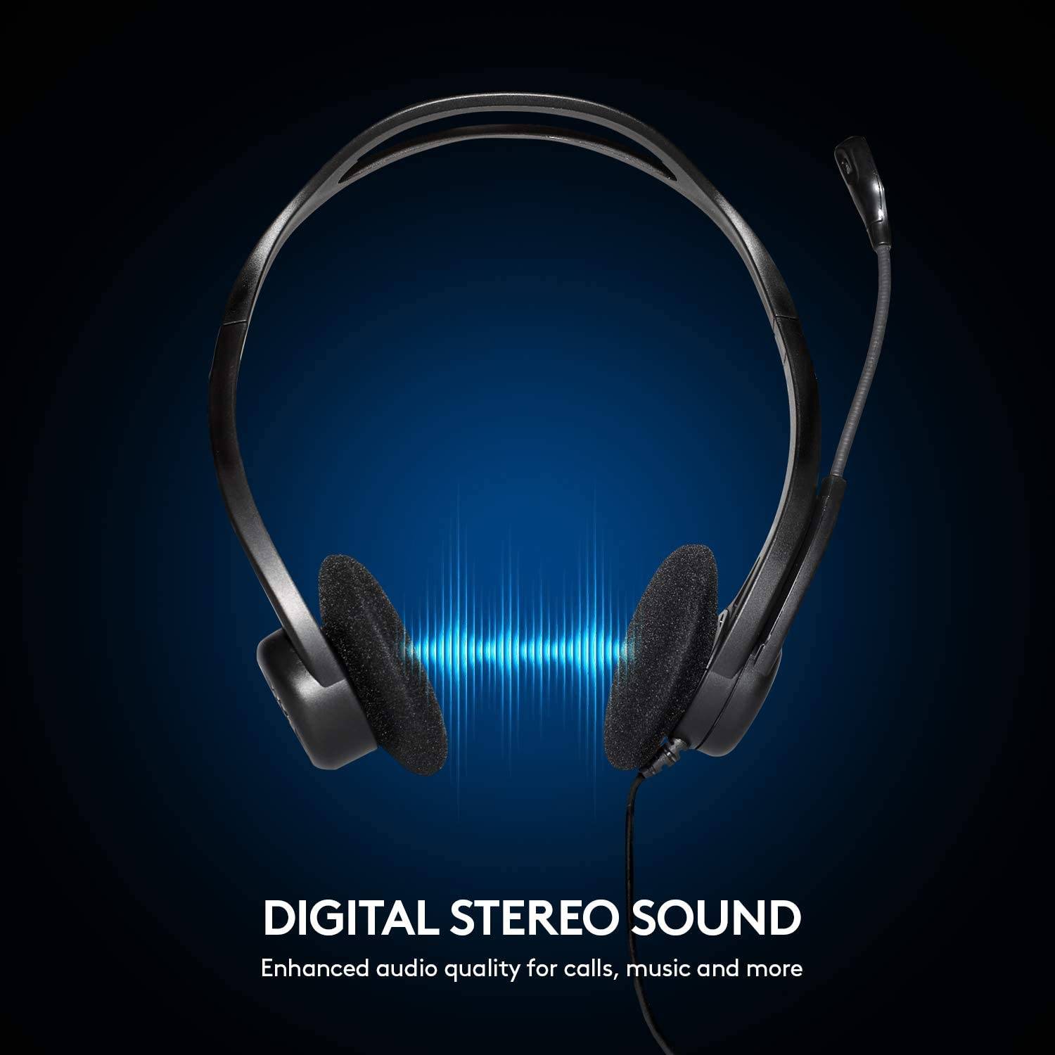 Auscultadores Logitech Headset PC 960/ com Microfone/ USB/ Pretos - Imagem 3