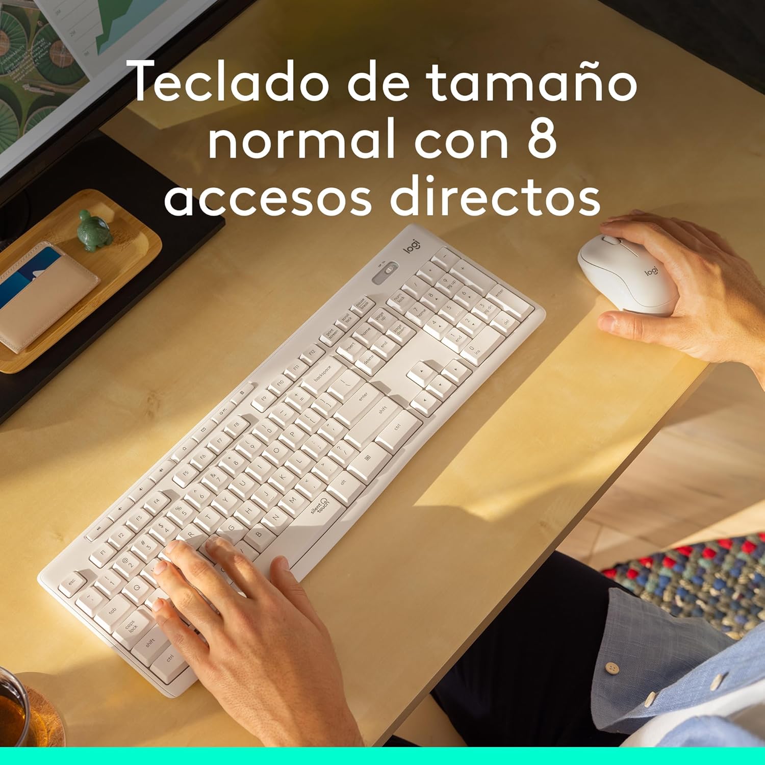 Teclado e Rato Sem Fios Logitech Silent Touch MK295/ Branco - Imagem 3