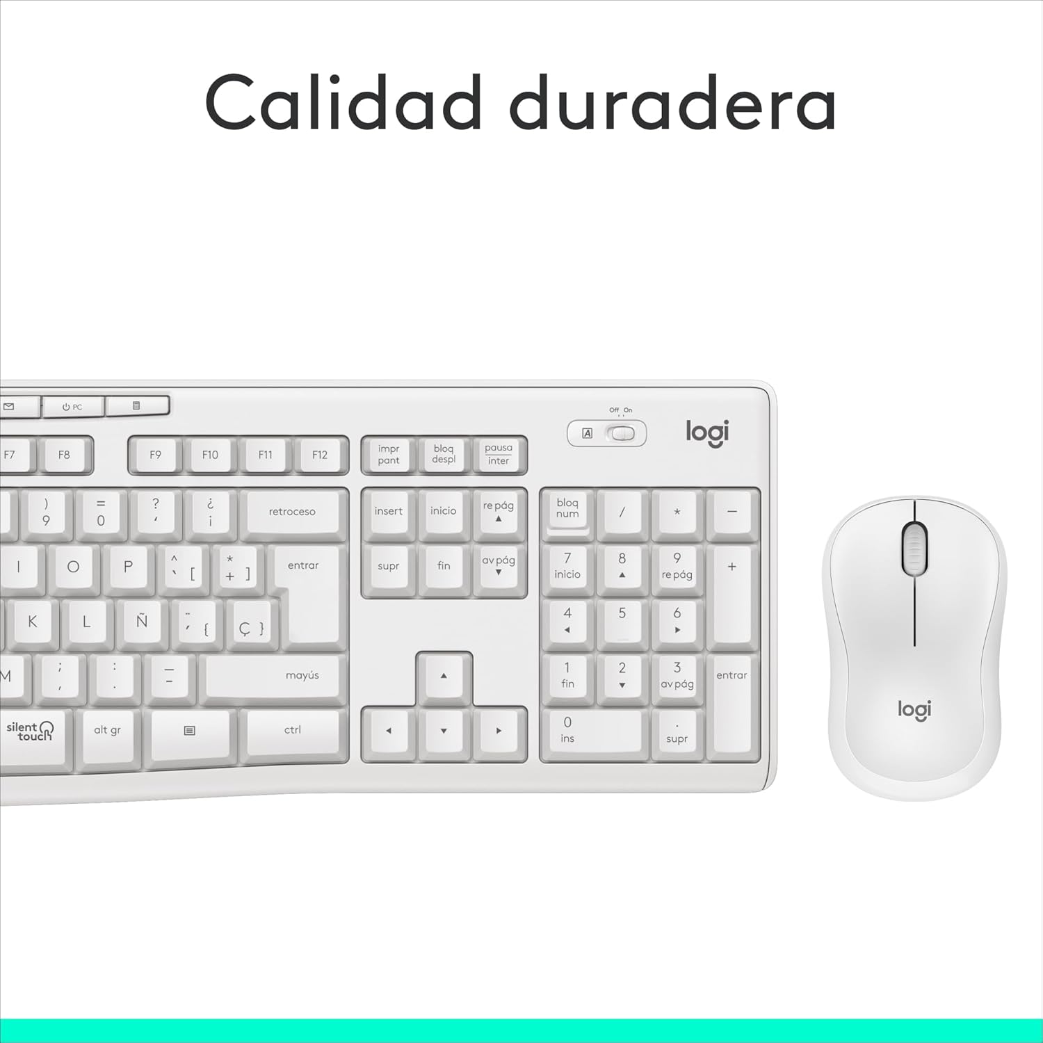 Teclado e Rato Sem Fios Logitech Silent Touch MK295/ Branco - Imagem 6