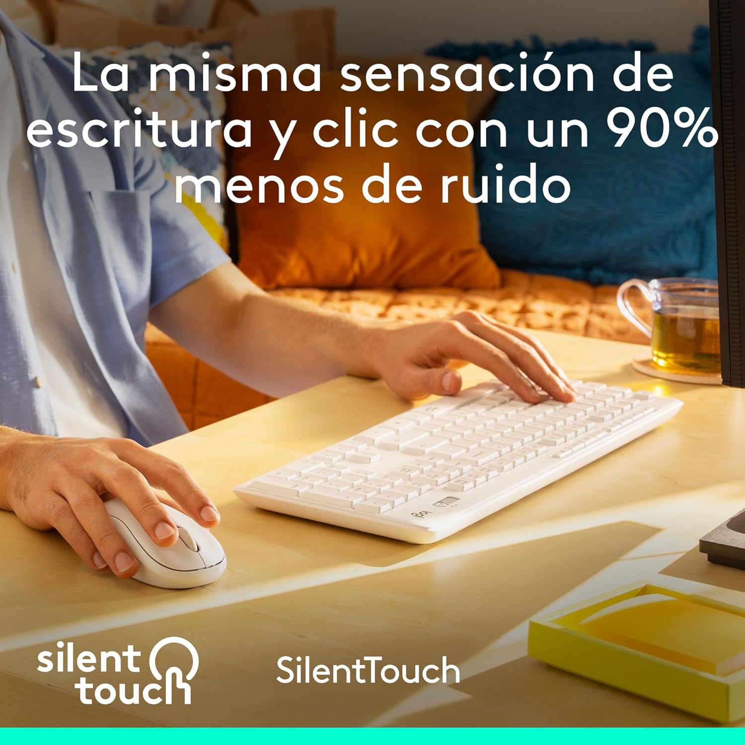 Teclado e Rato Sem Fios Logitech Silent Touch MK295/ Branco - Imagem 2
