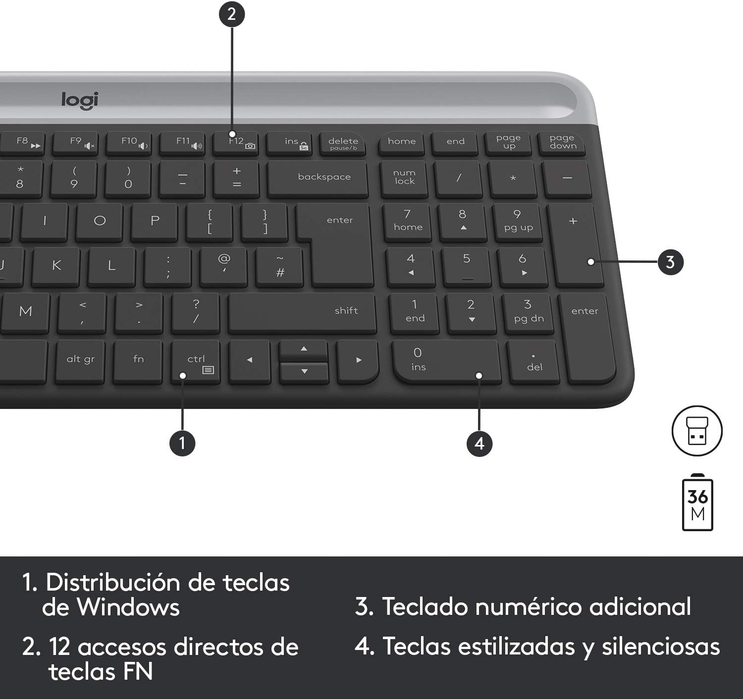 Teclado e Rato Sem Fios Logitech Slim Combo MK470 - Imagem 6