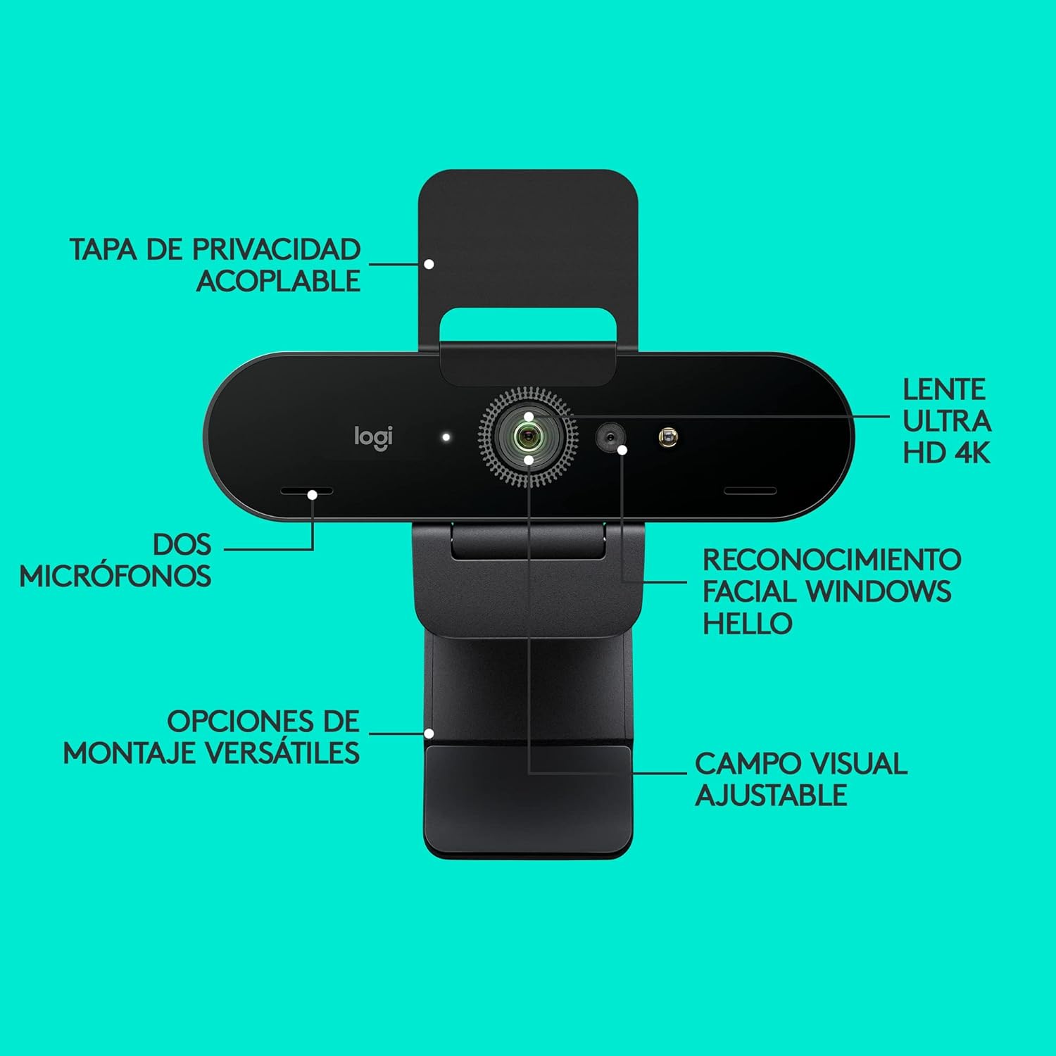 Webcam Videoconferência Logitech Brío 4K/ Foco Automático/ 4096 x 2160 Ultra HD - Imagem 8
