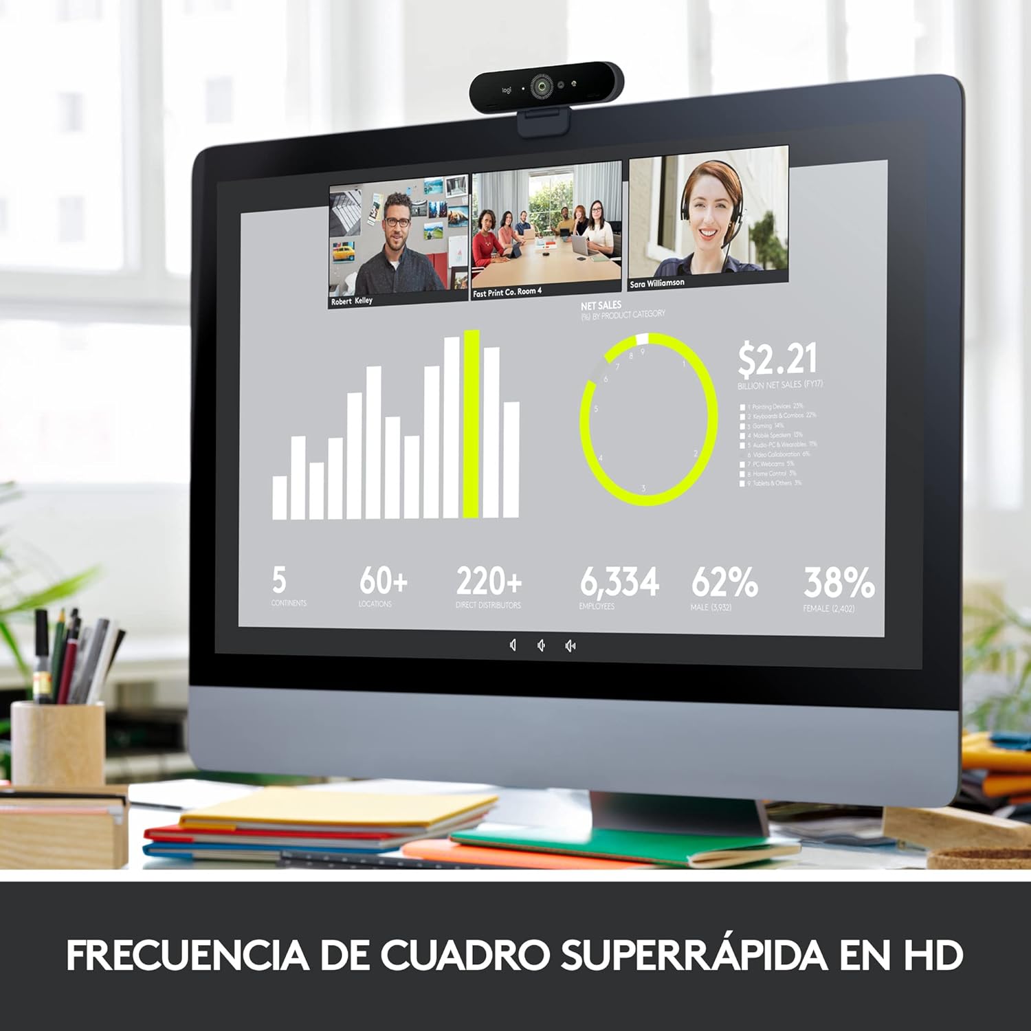 Webcam Videoconferência Logitech Brío 4K/ Foco Automático/ 4096 x 2160 Ultra HD - Imagem 9