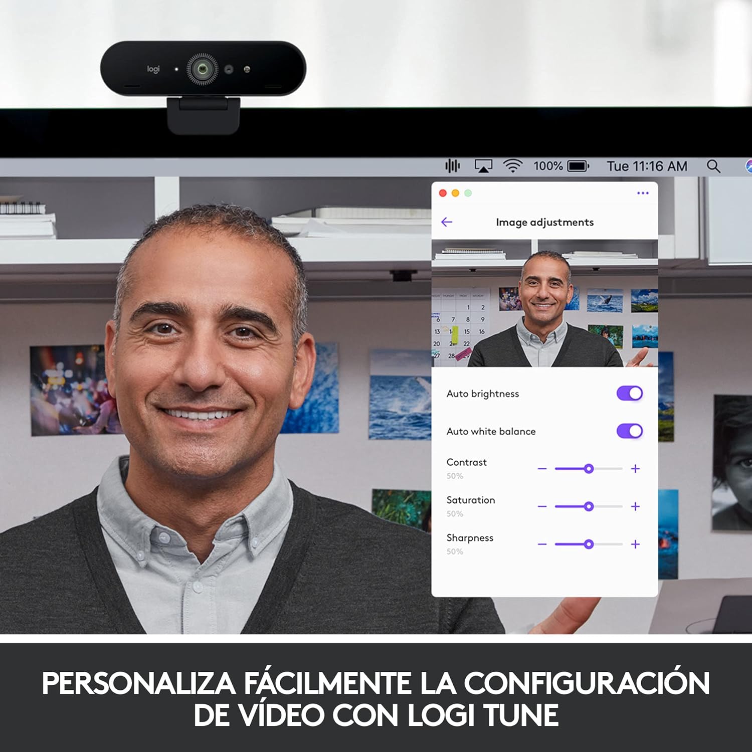 Webcam Videoconferência Logitech Brío 4K/ Foco Automático/ 4096 x 2160 Ultra HD - Imagem 10