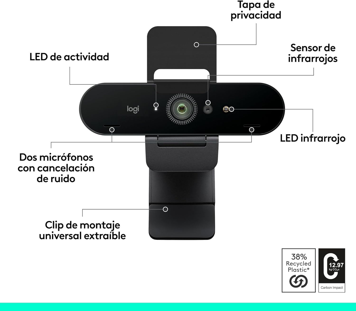 Webcam Videoconferência Logitech Brio 4K / Foco Automático / 4096 x 2160 Ultra HD - Imagem 6
