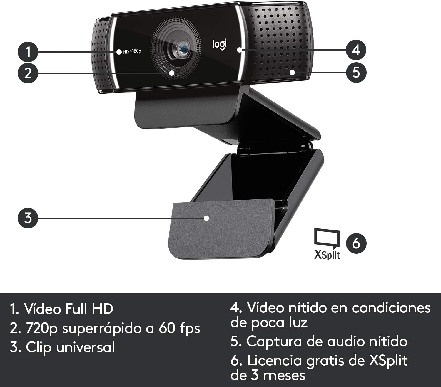 Webcam Logitech C922 Pro Stream/ Foco Automático/ 1080P Full HD - Imagem 7