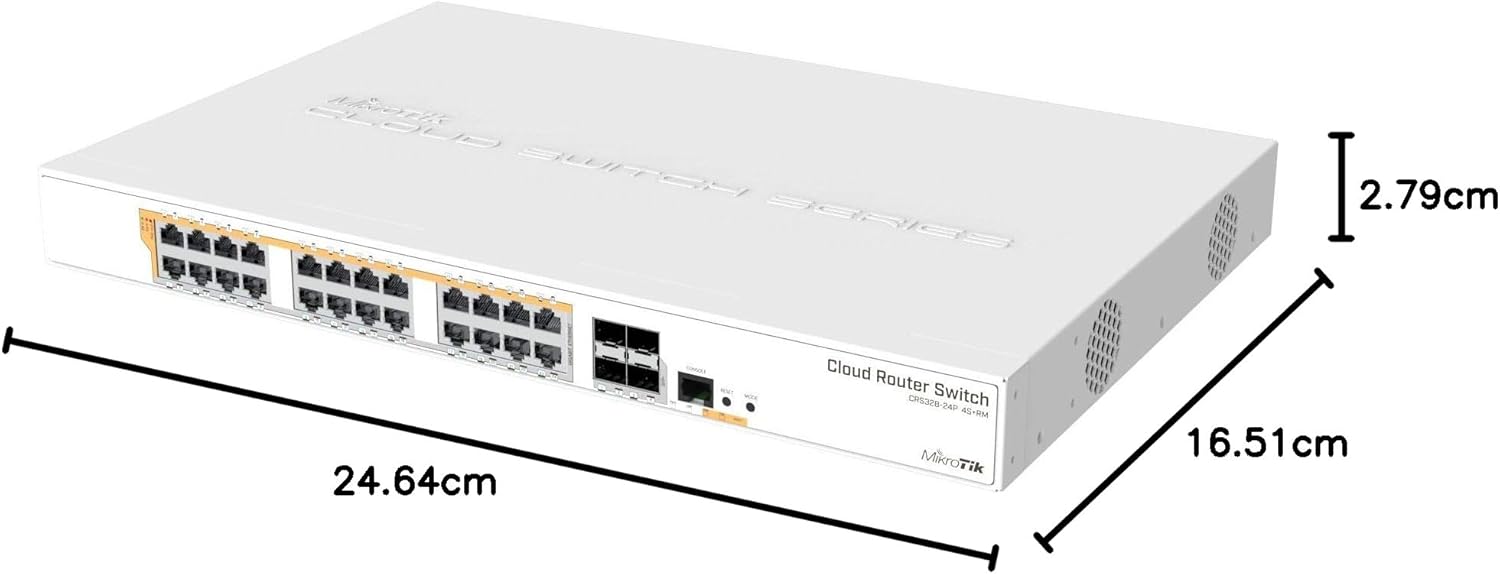 Switch Mikrotik CRS328-24P-4S+RM/ 28 Portas/ RJ45 10/100/1000/ SFP/ PoE - Imagem 3