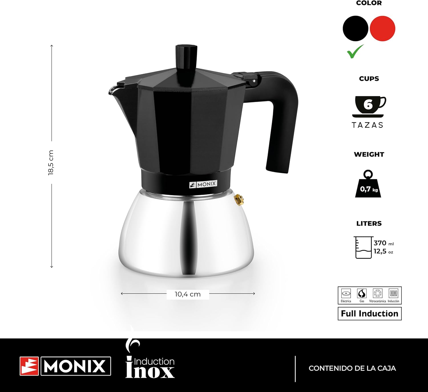 Cafeteira Italiana Monix Induction Inox M863006 / 6 Chávenas / Preta - Imagem 2