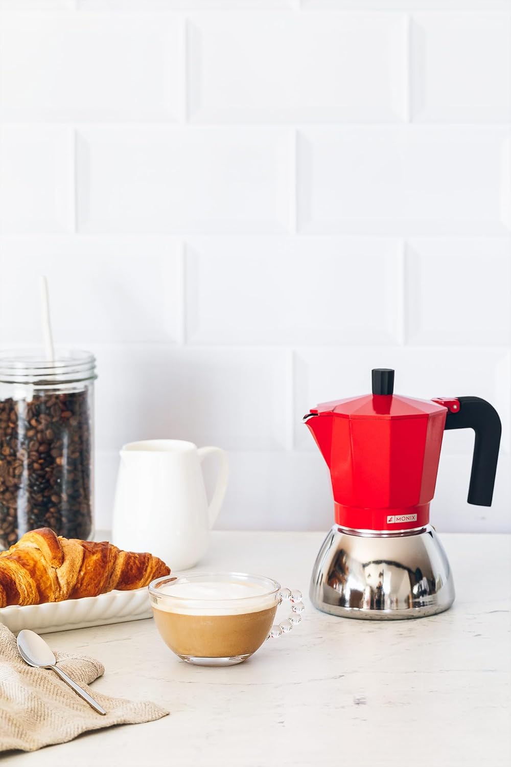 Cafeteira Italiana Monix Induction Inox M863106/ 6 Chávenas/ Vermelha - Imagem 6