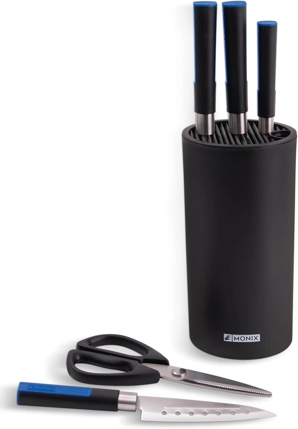 Conjunto de Facas Monix Solid+ M355003 6 Peças com 4 Facas Santoku, Tesoura e Taco Organizador