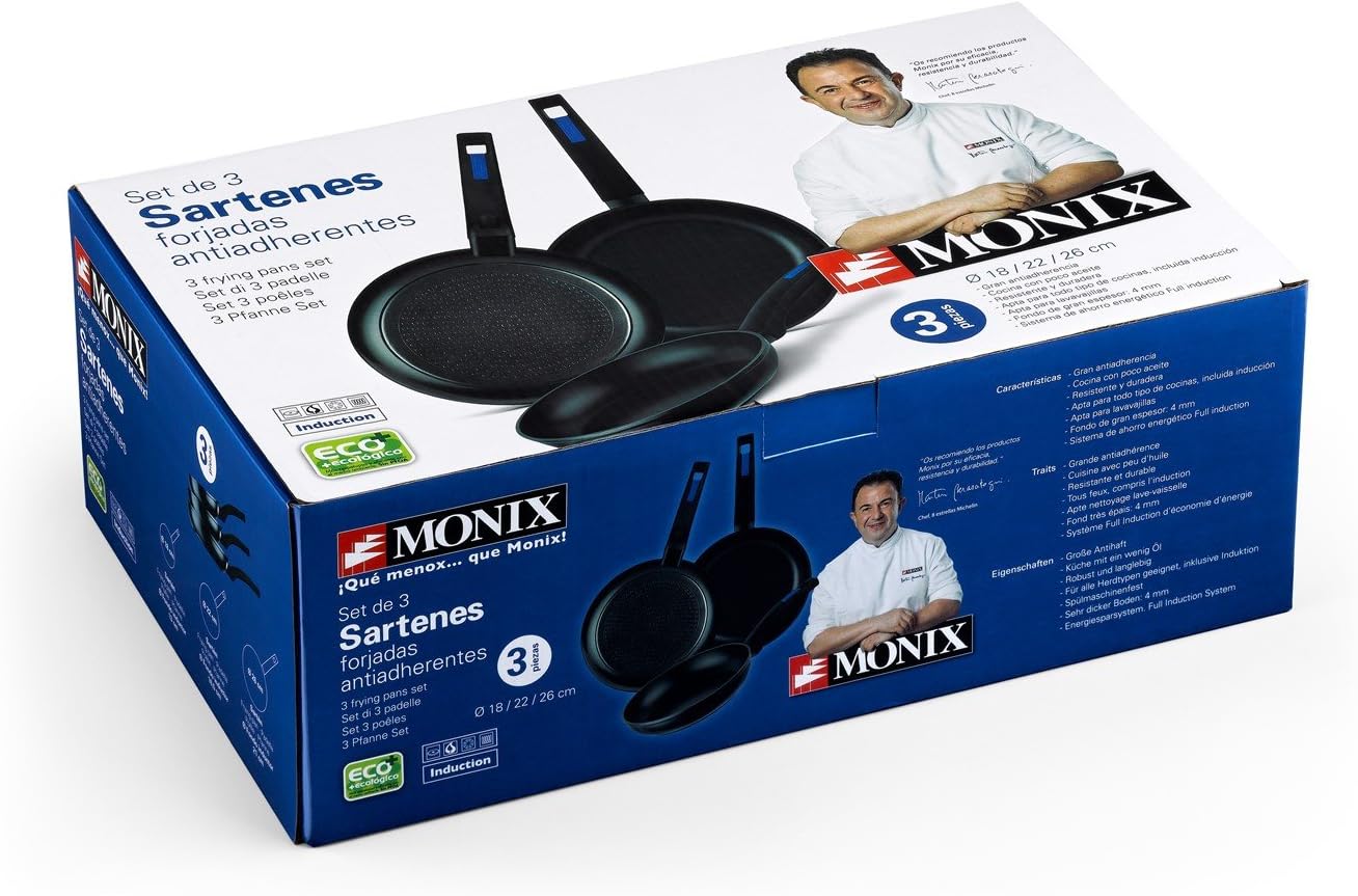 Pack 3 Frigideiras Monix M811200/ 18/22/26/ Alumínio forjado - Imagem 5