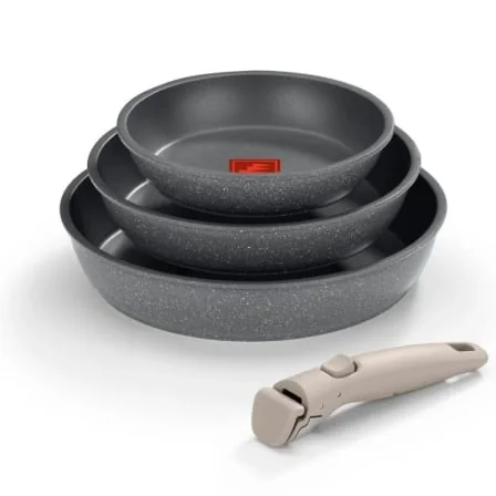Conjunto de 3 Frigideiras Monix One Click Pietra 20/24/26cm Cabo Extraível Alumínio Forjado Indução