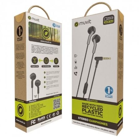 Auscultadores Intra-Auriculares Muvit For Change MCHPH0001/ com Microfone/ Jack 3.5/ Pretos - Imagem 5