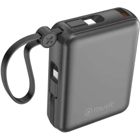 Powerbank Muvit For Change 10000mAh 35W com 2 Cabos USB-C Integrados e USB-A Preto MCCHP0014 - Imagem 2