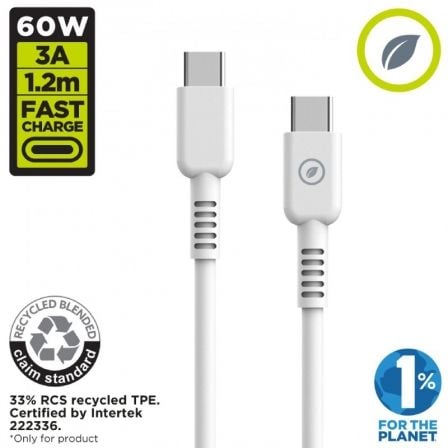 Cabo USB 2.0 Tipo-C Muvit For Change MCUSC0008/ USB Tipo-C Macho - USB Tipo-C/ Até 60W/ 1.2m/ Branco - Imagem 2
